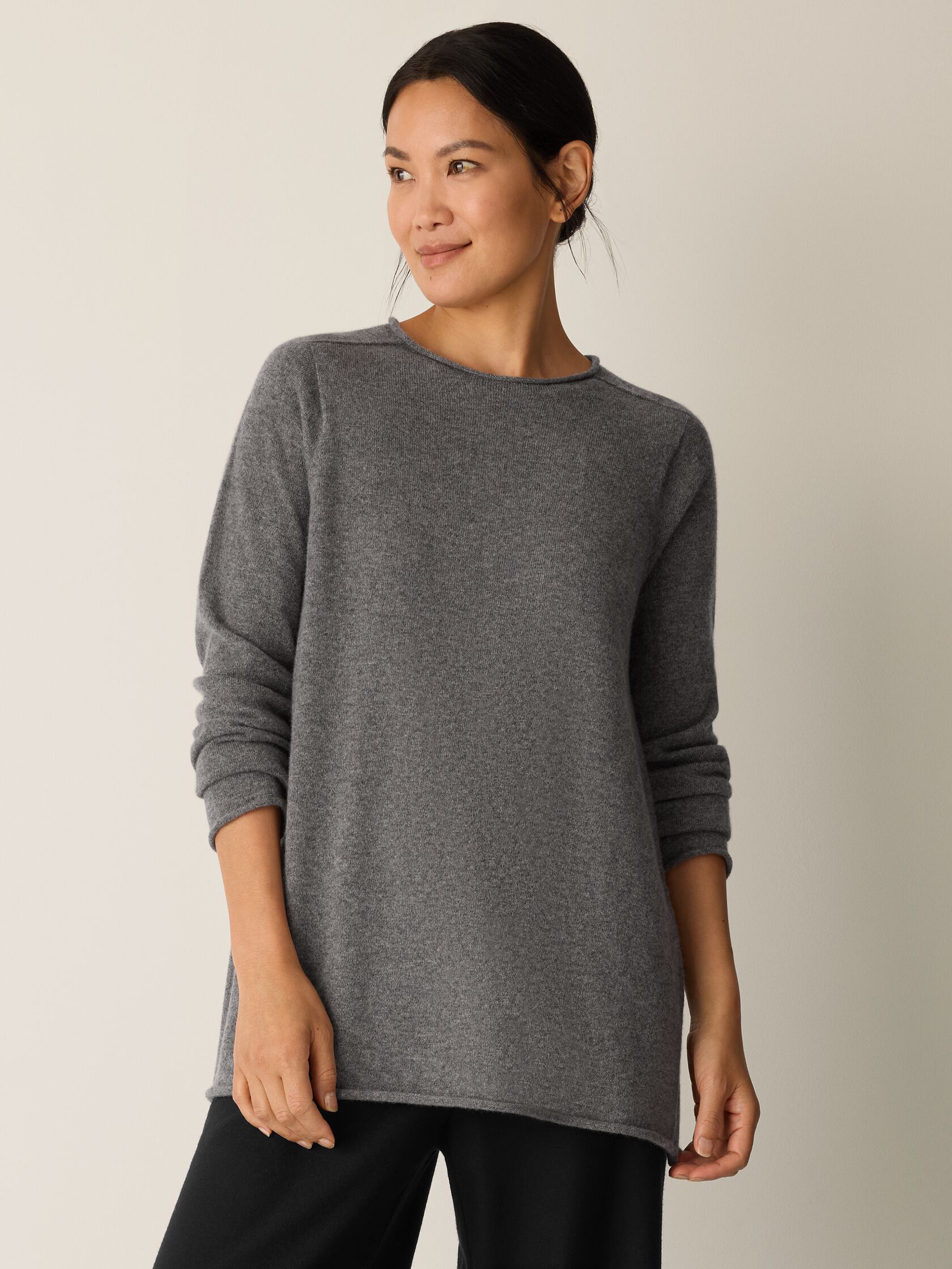 Italian Cashmere Crew Neck Long Top