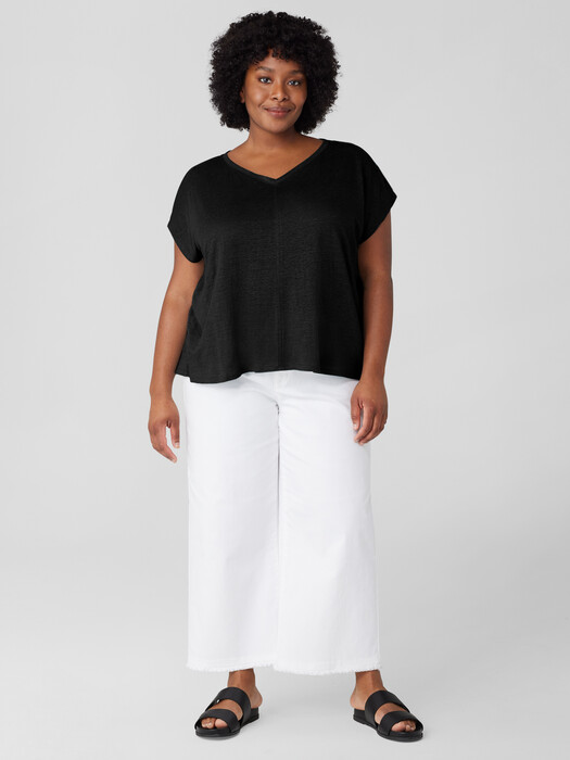 Organic Linen Jersey V-Neck Tee