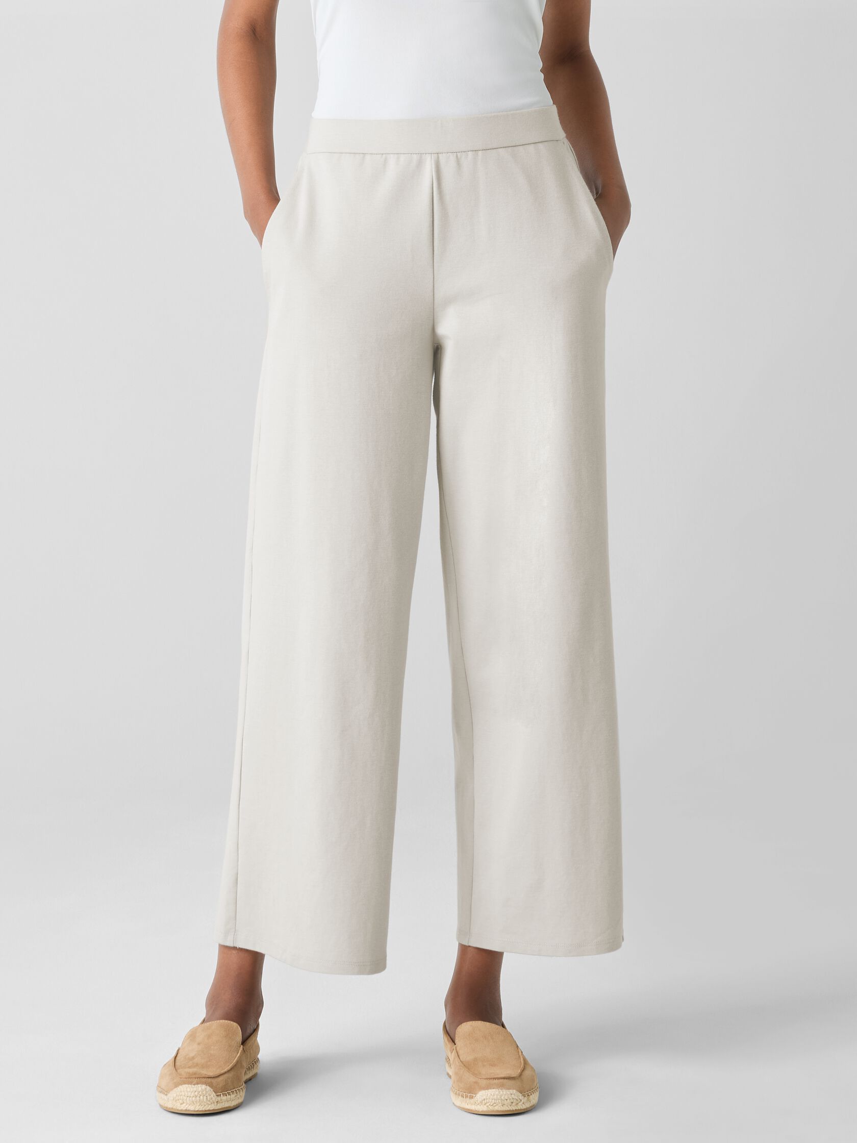 Cotton Blend Ponte Wide-Leg Pant