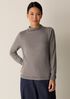 M&eacute;lange Sheer Cotton Blend Knit Funnel Neck Top