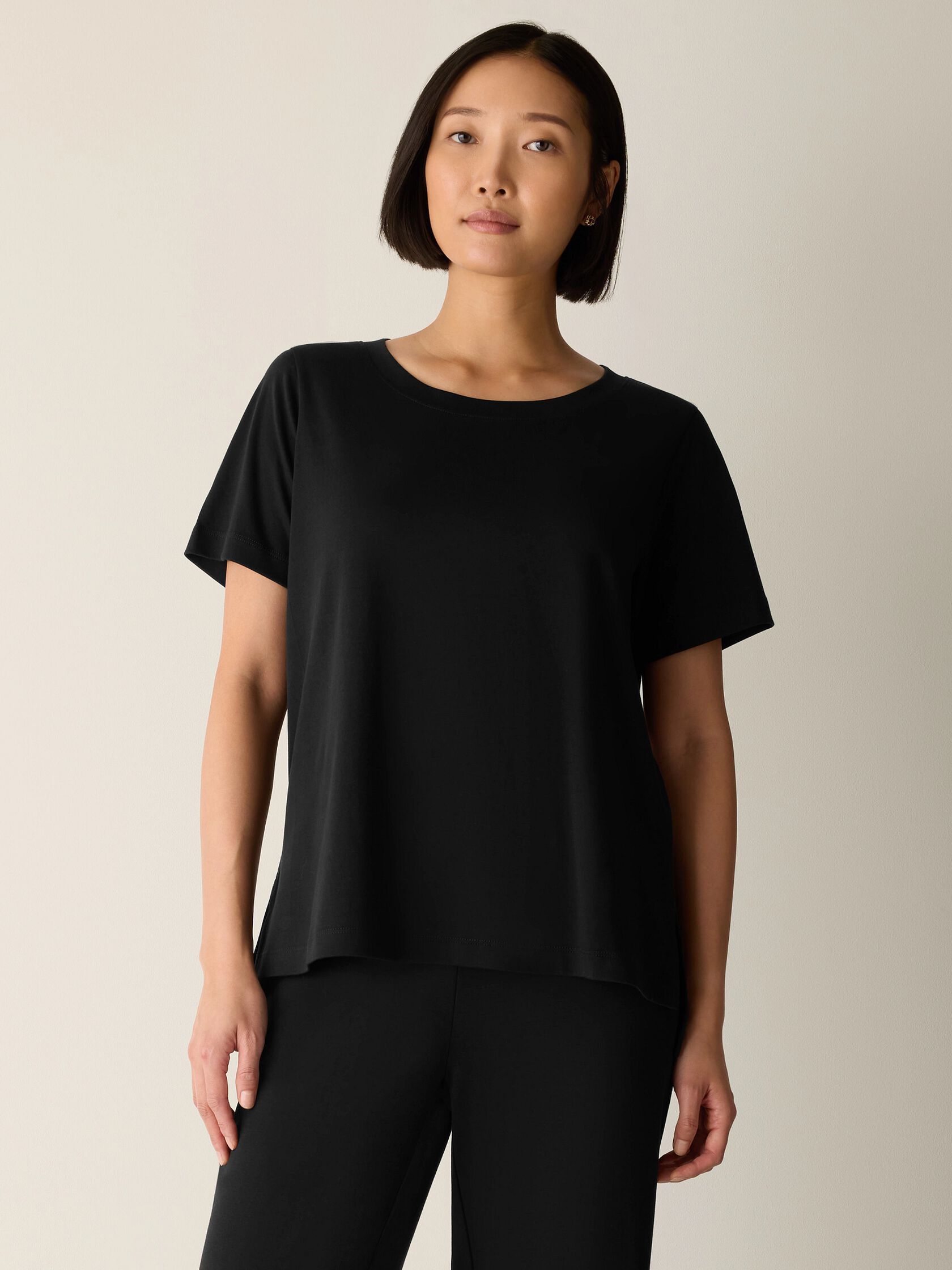 Organic Cotton Interlock Jewel Neck Sleep Tee