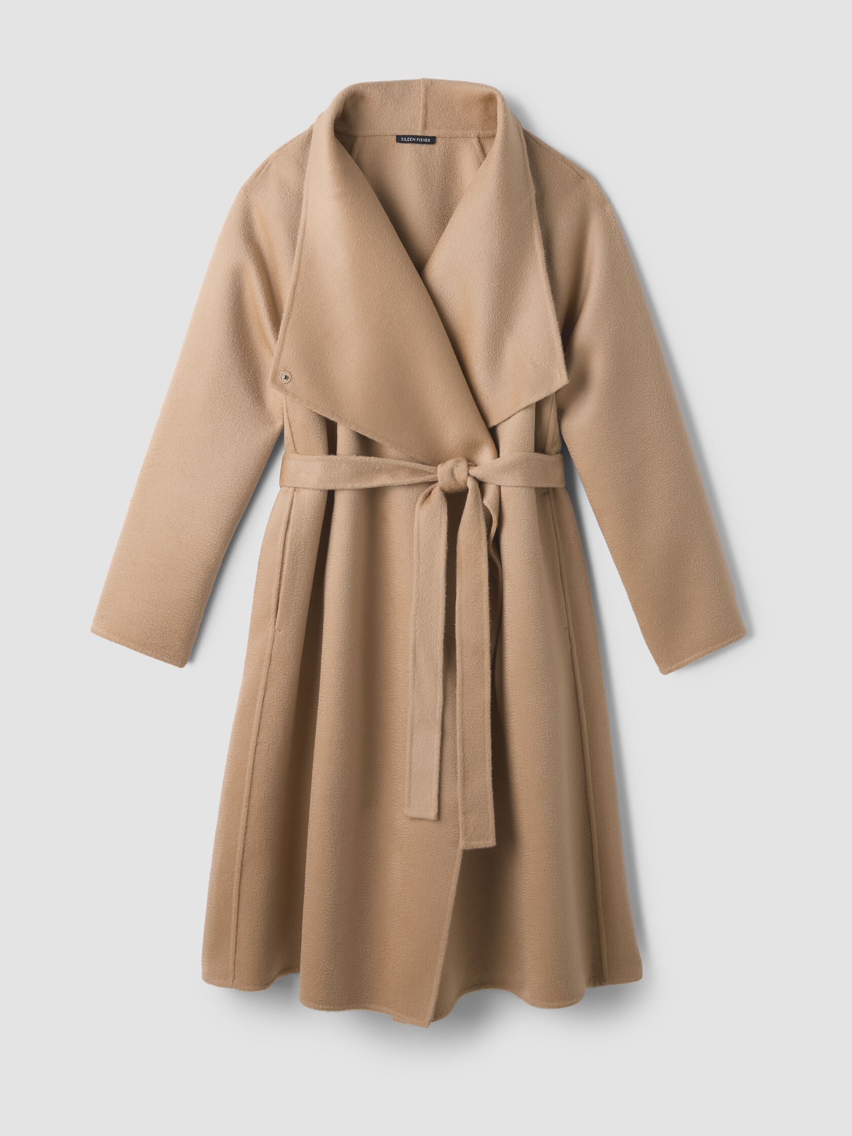Lustrous Wool Drape Neck Coat