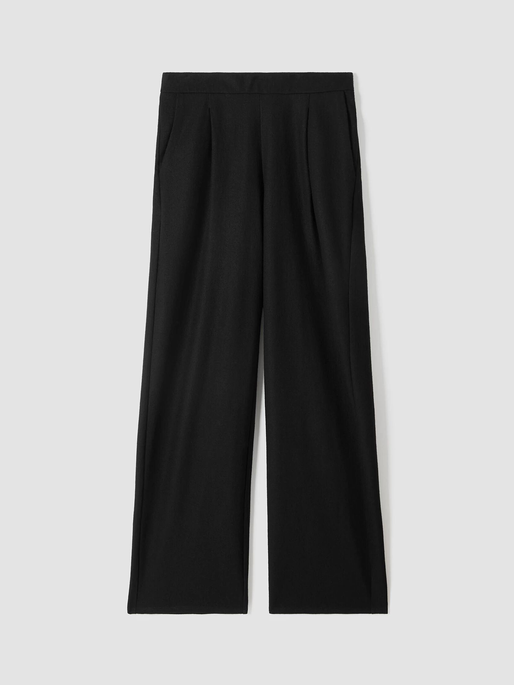 Boiled Wool Jersey Pleated Wide-Leg Pant