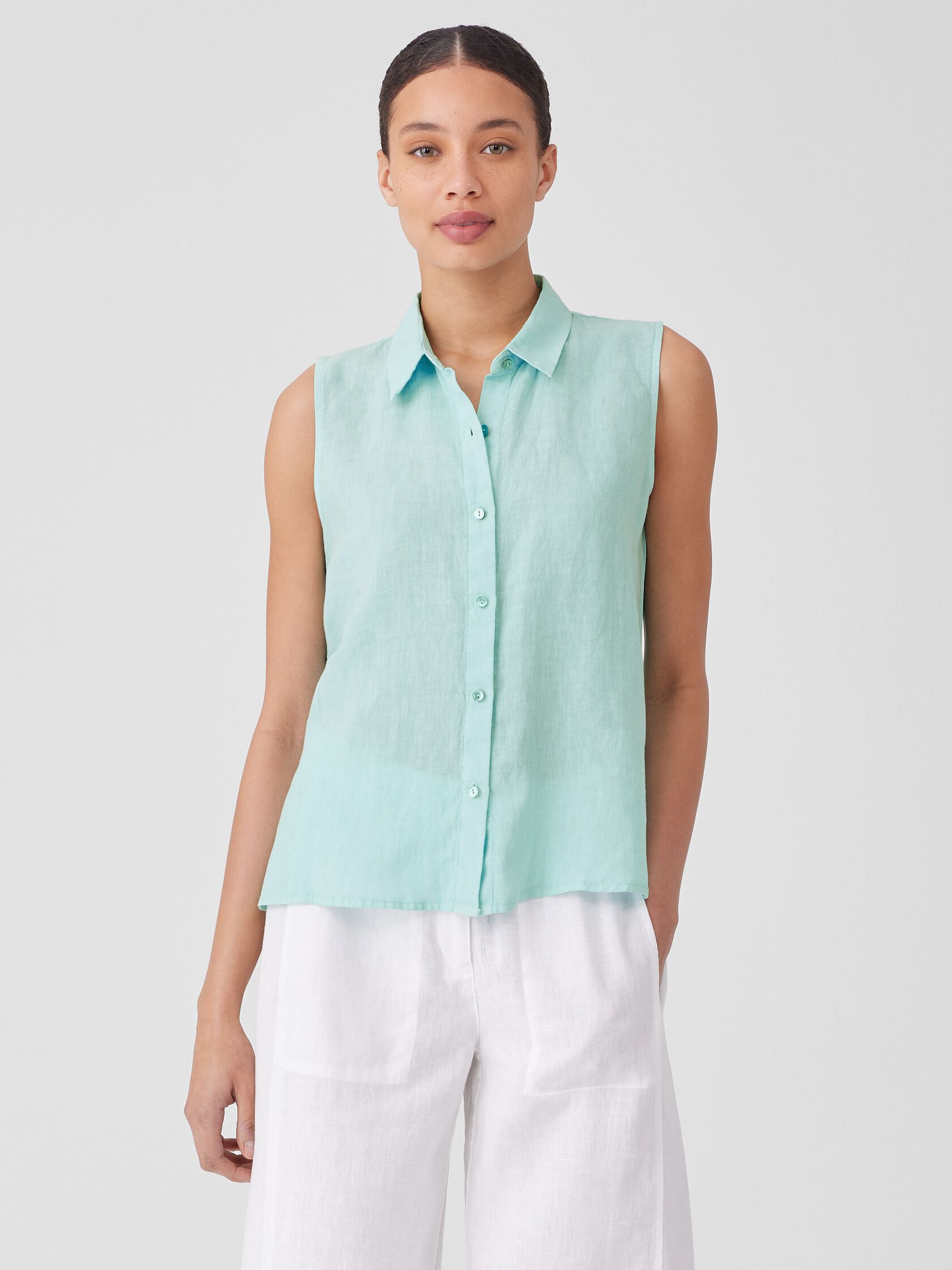 Garment-Dyed Handkerchief Linen Sleeveless Shirt