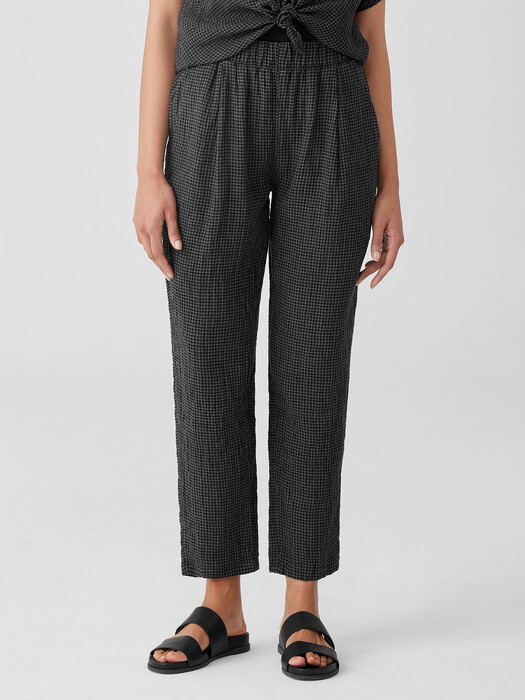Puckered Organic Linen Tapered Pant