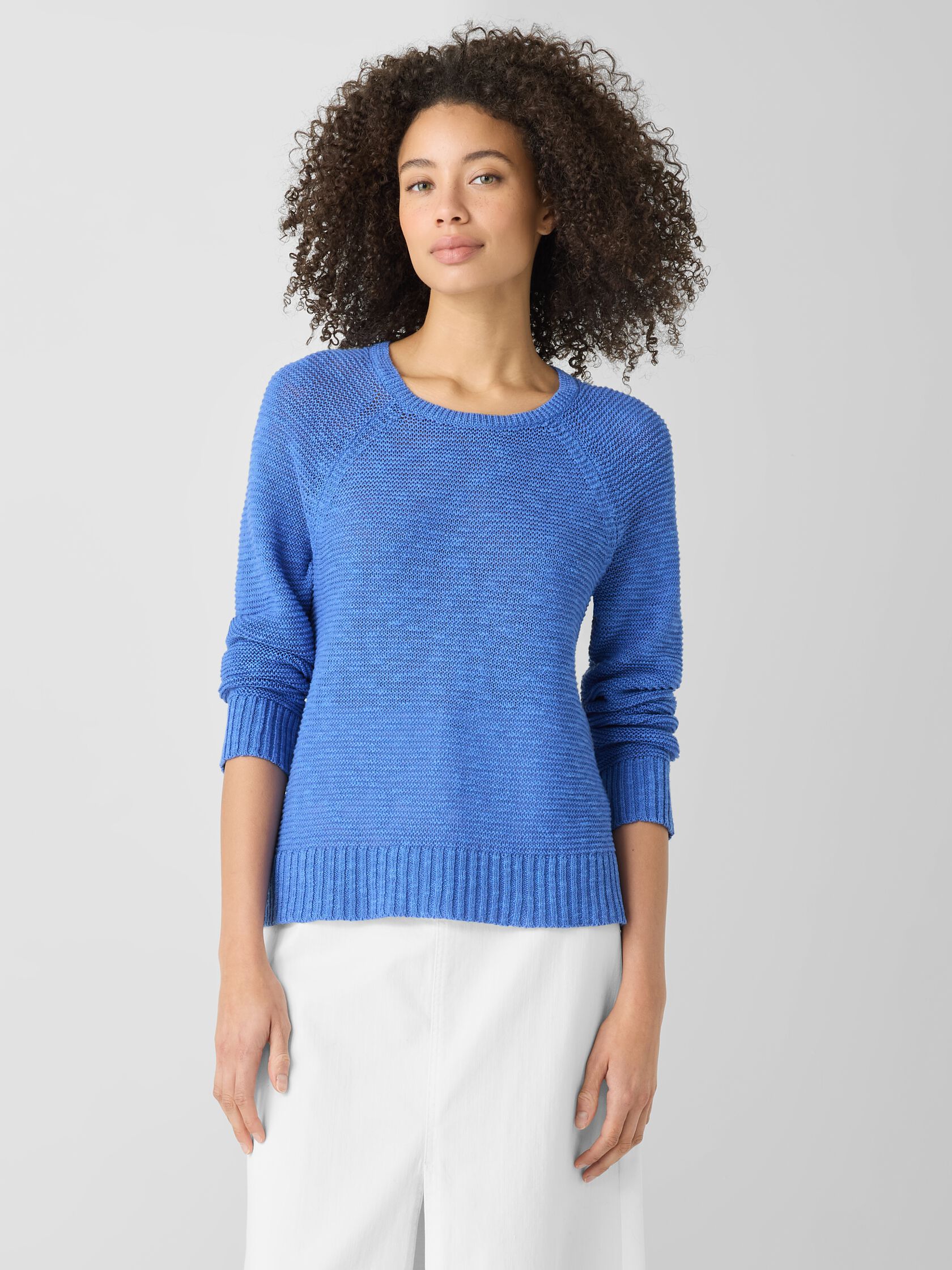 Organic Linen Cotton Slub Crew Neck Top