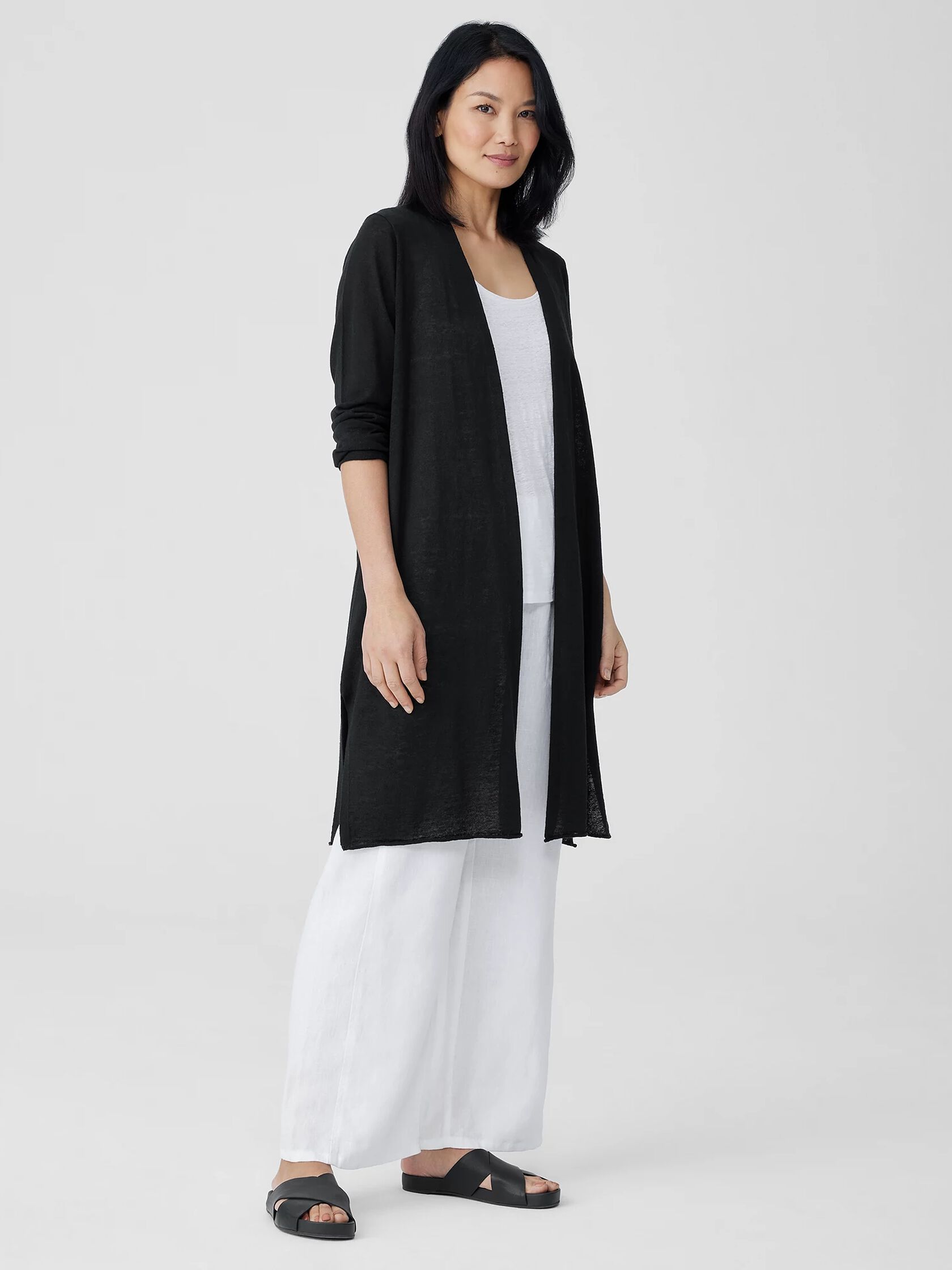 Organic Linen Cotton Jersey Long Cardigan