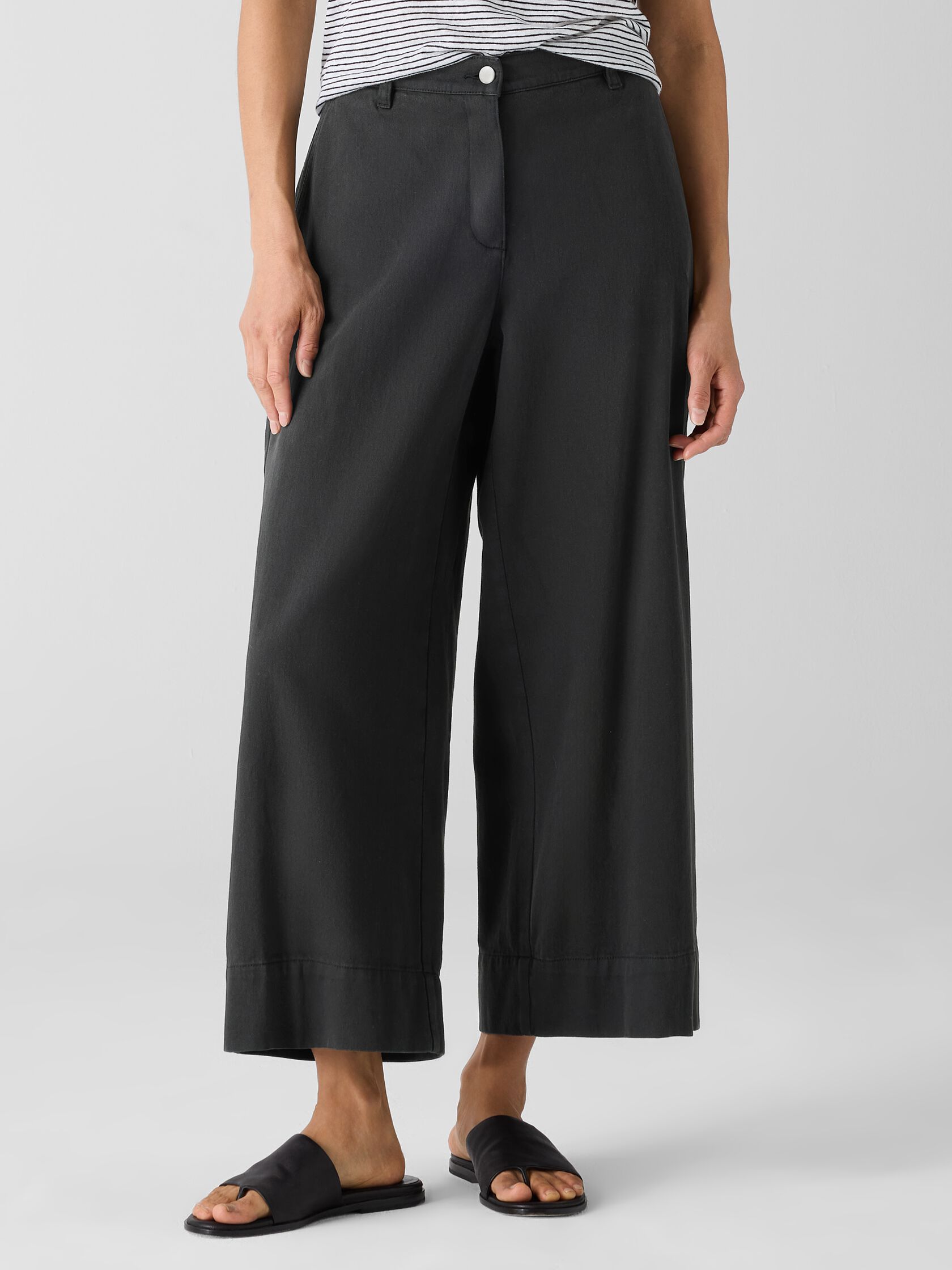 Garment-Dyed Utility Cotton Wide-Leg Pant