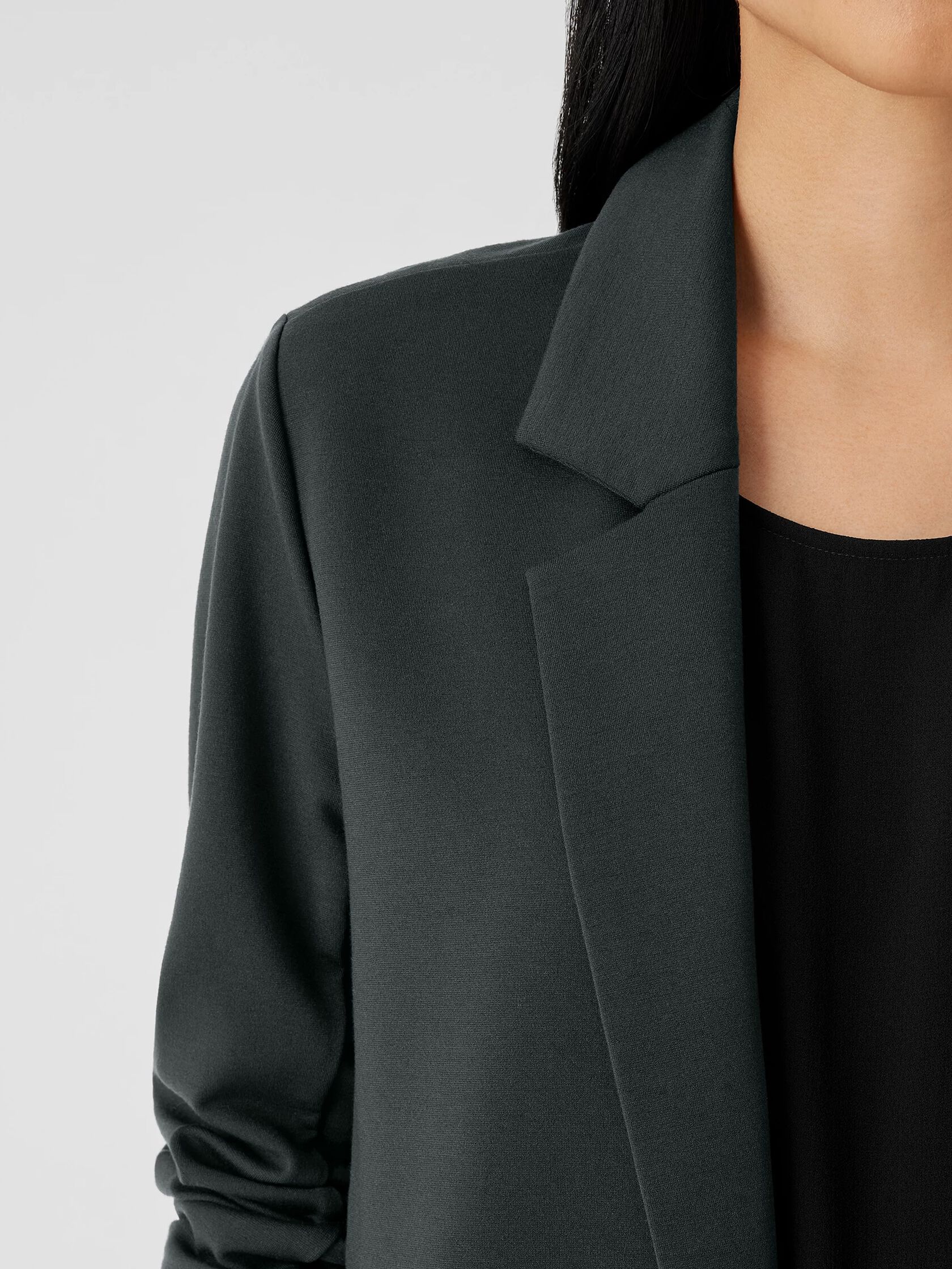 Washable Flex Ponte Notch Collar Long Blazer