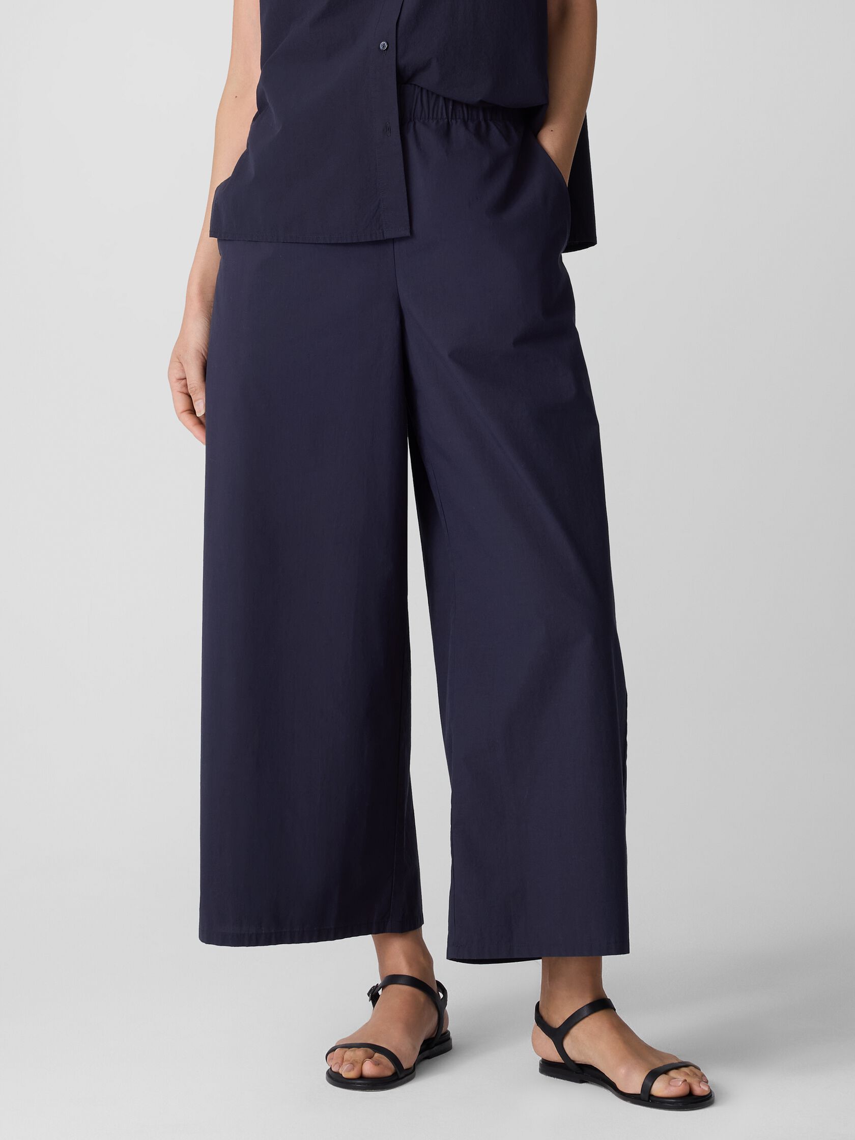 Washed Organic Cotton Poplin Wide-Leg Pant