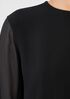 Silk Georgette Crepe Top with Sheer Sleeves