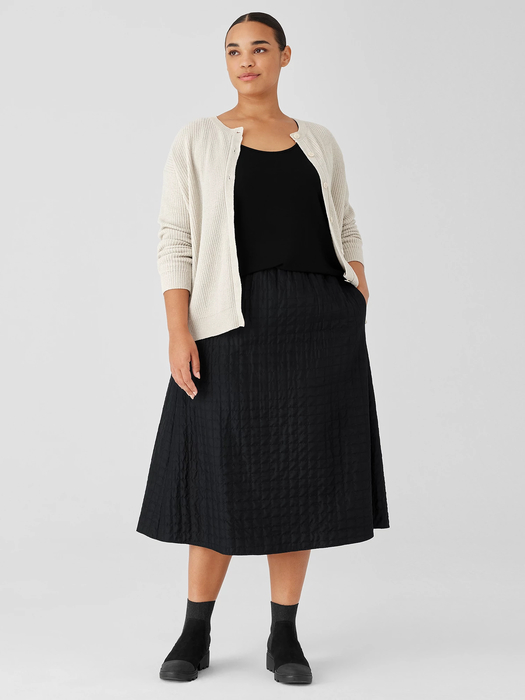 Silk Habutai Quilted A-Line Skirt