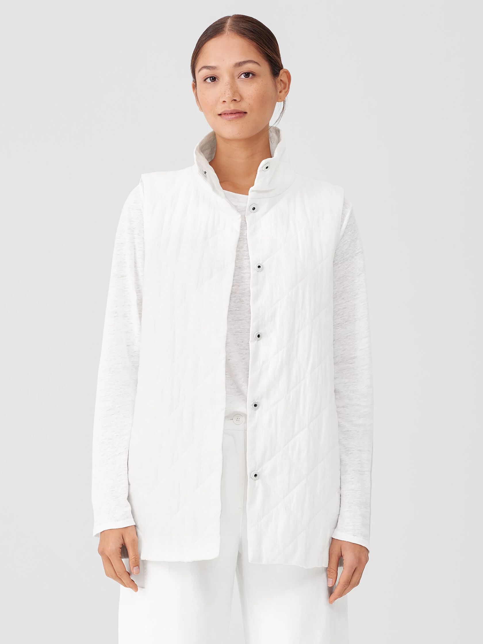 Organic Linen Cotton Crepe Quilted Vest