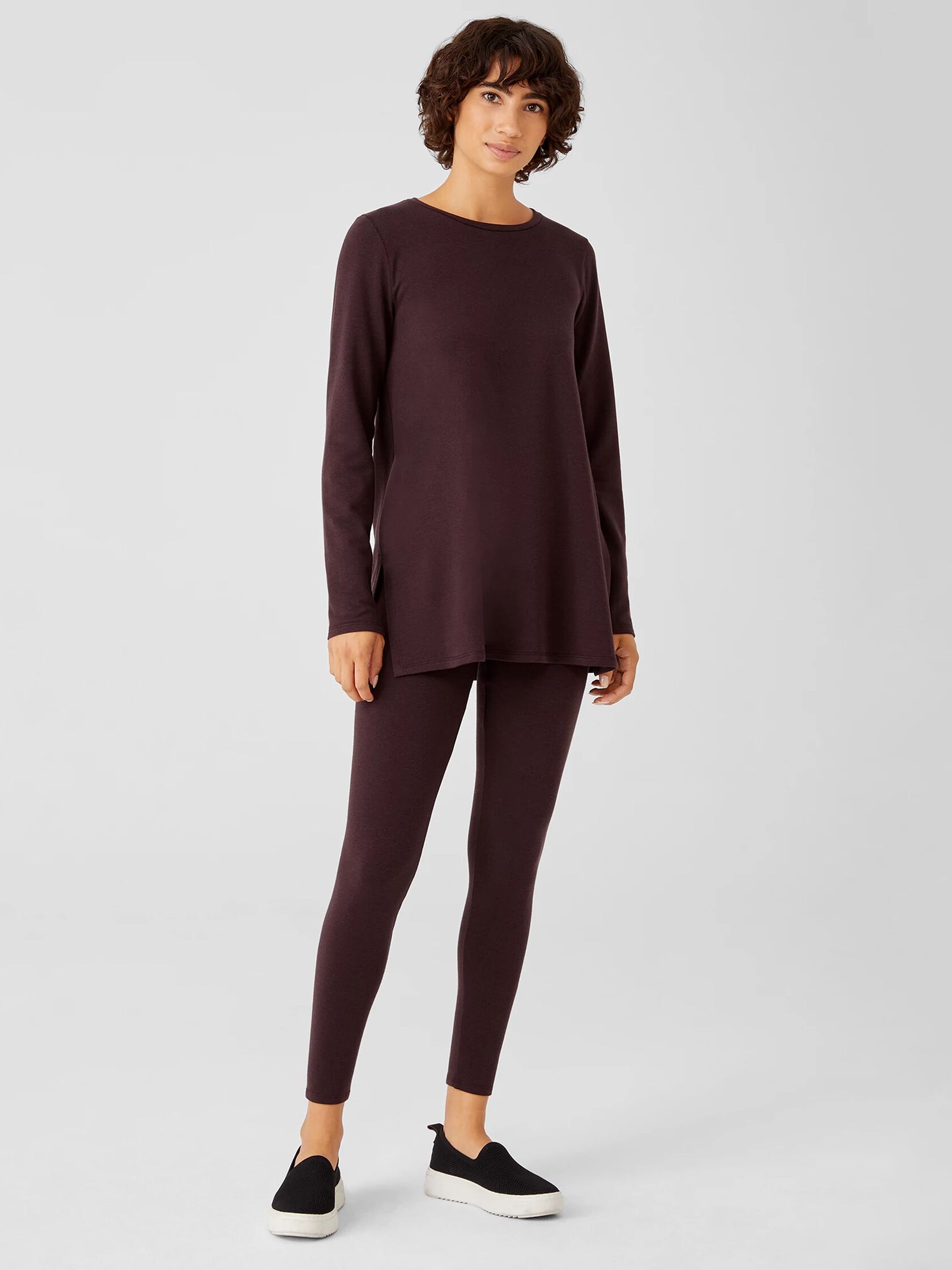 Cozy Brushed Terry Hug Jewel Neck Top