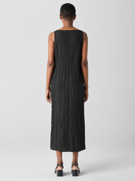 Crushed Silk V-Neck Dress