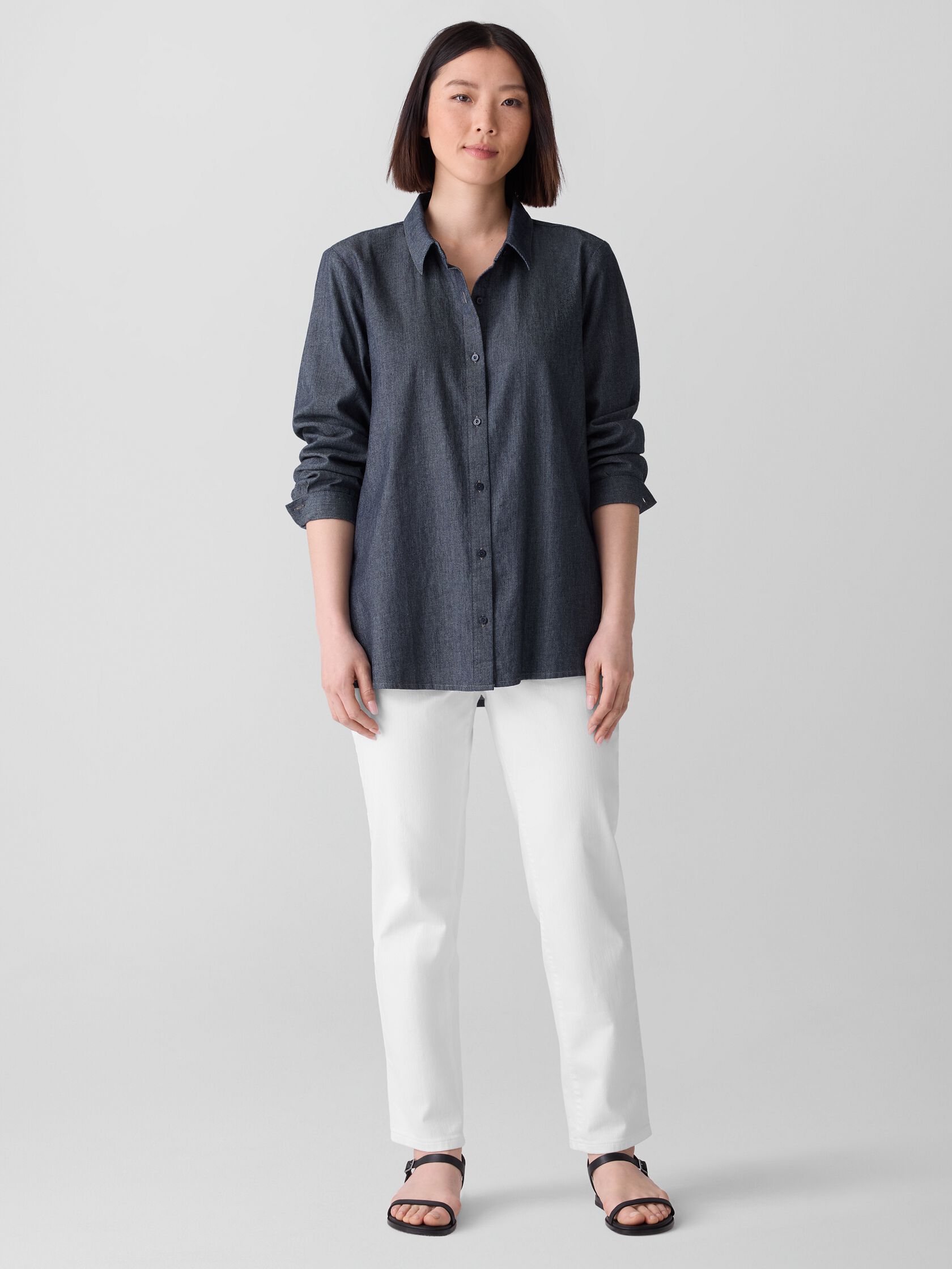 Airy Organic Cotton Twill Classic Collar Shirt