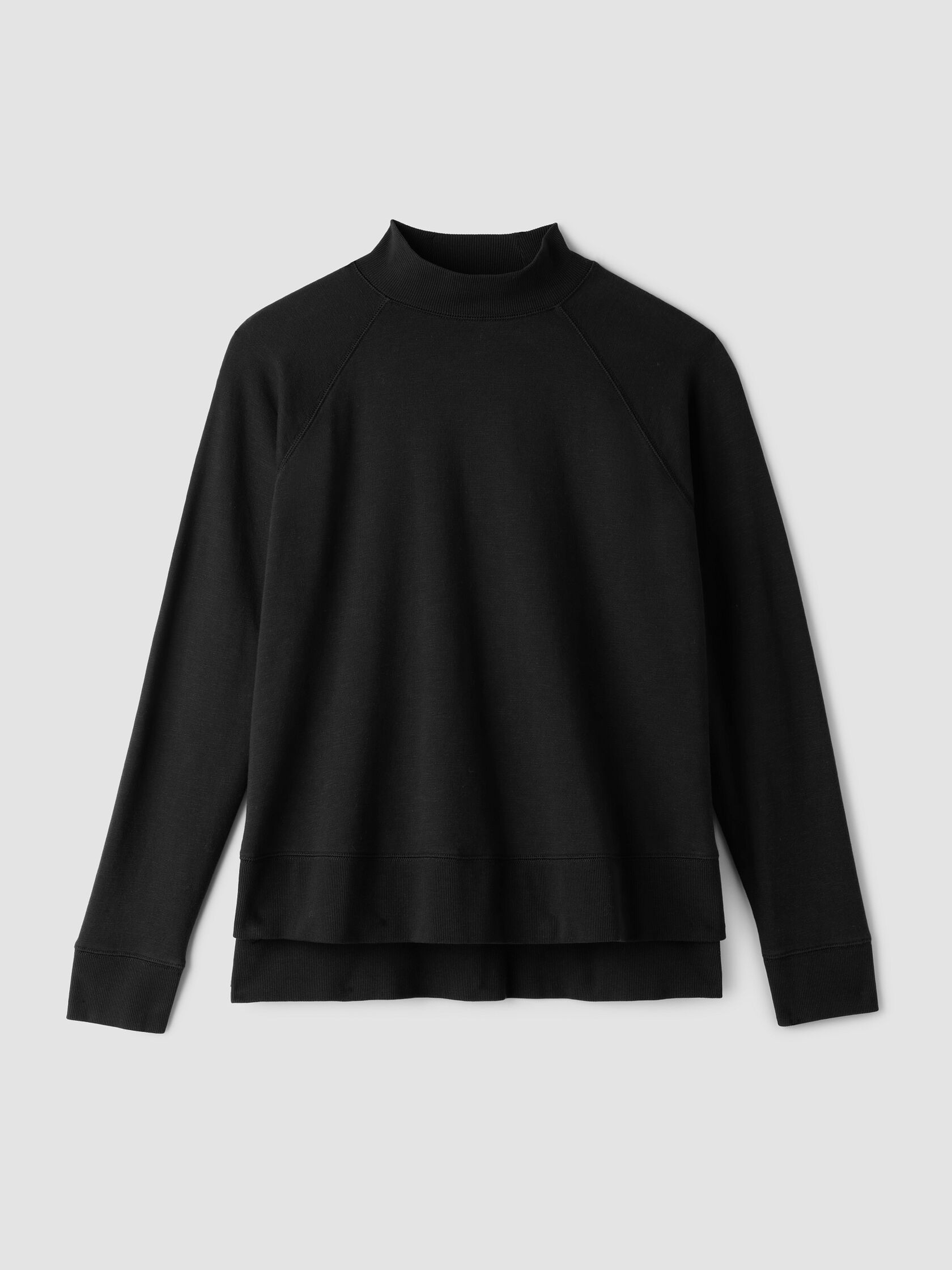 Garment-Dyed Organic Cotton Terry High Neck Top