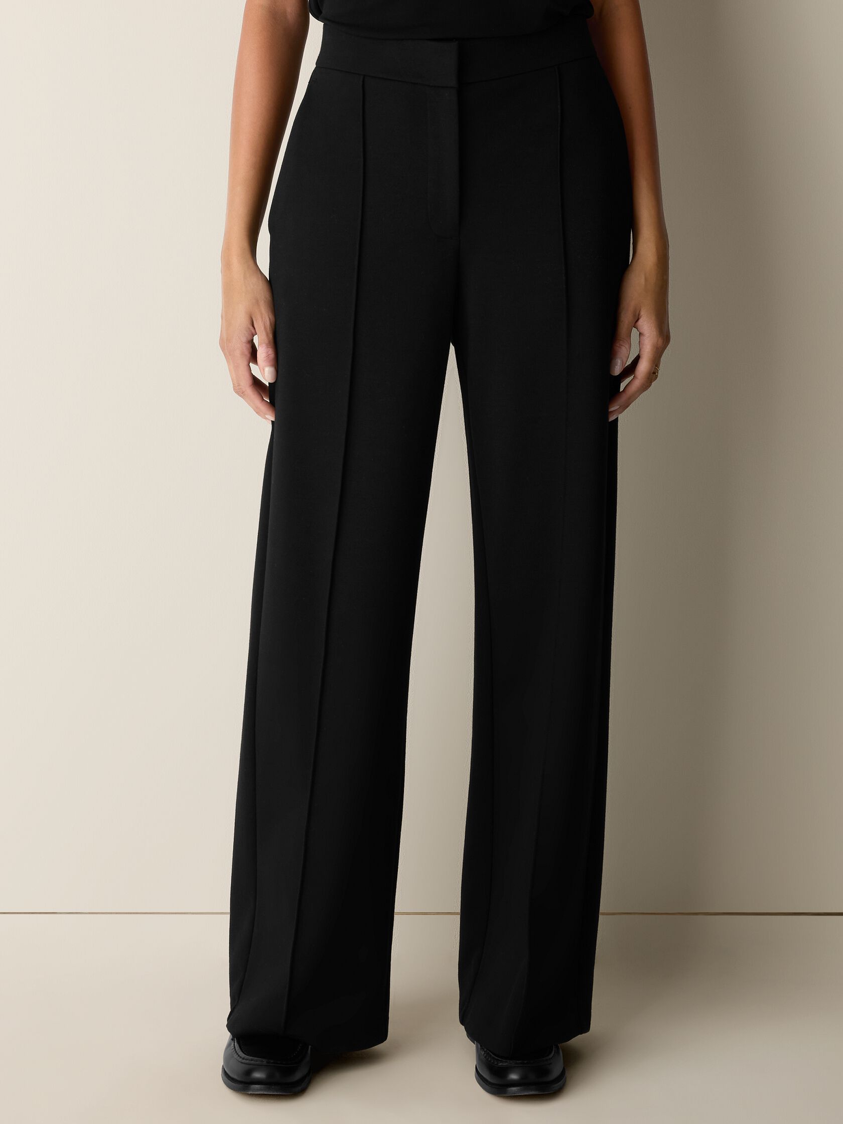 Washable Flex Ponte Pintuck Wide Trouser