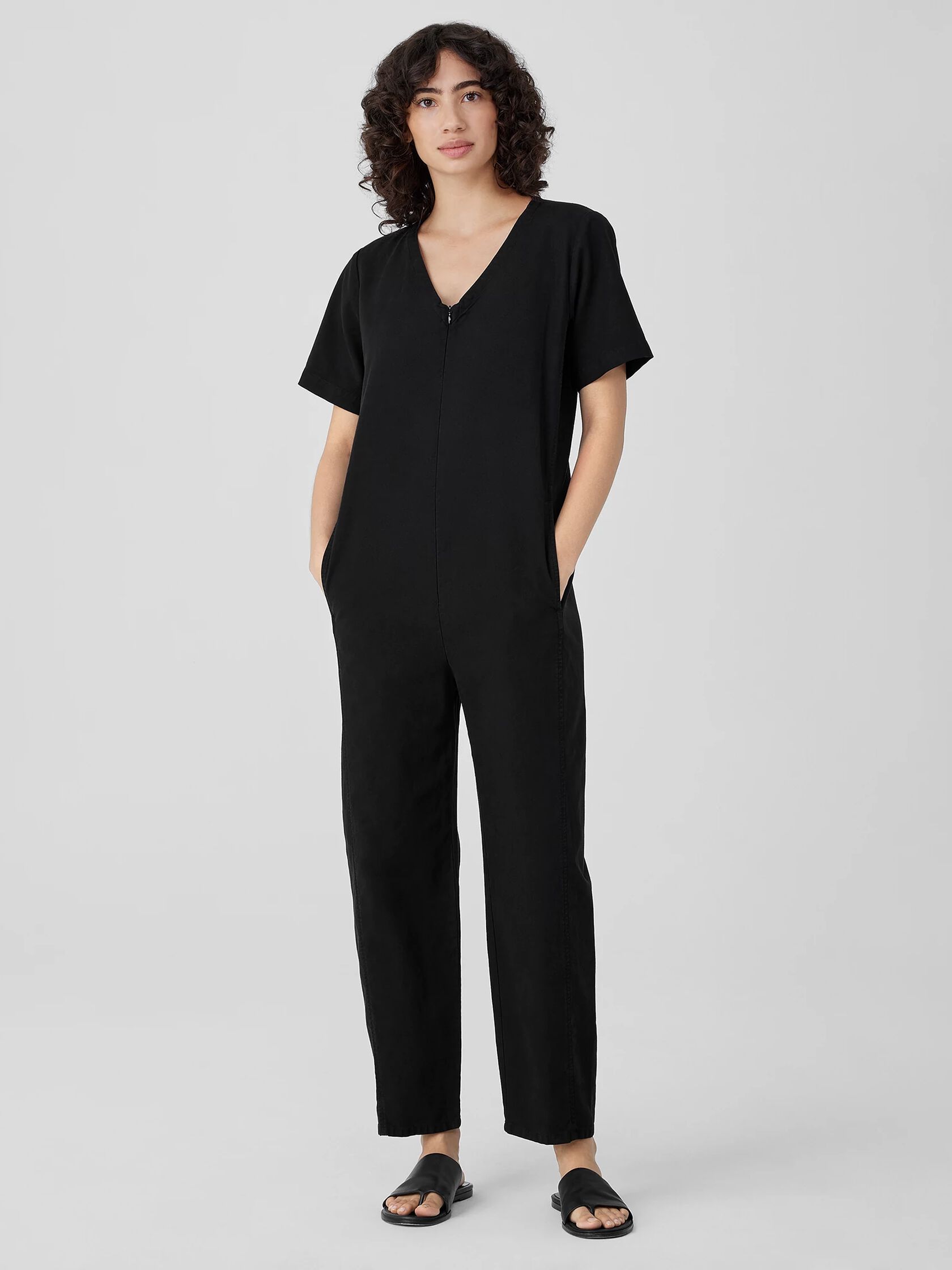 Cotton Hemp Stretch Lantern Jumpsuit