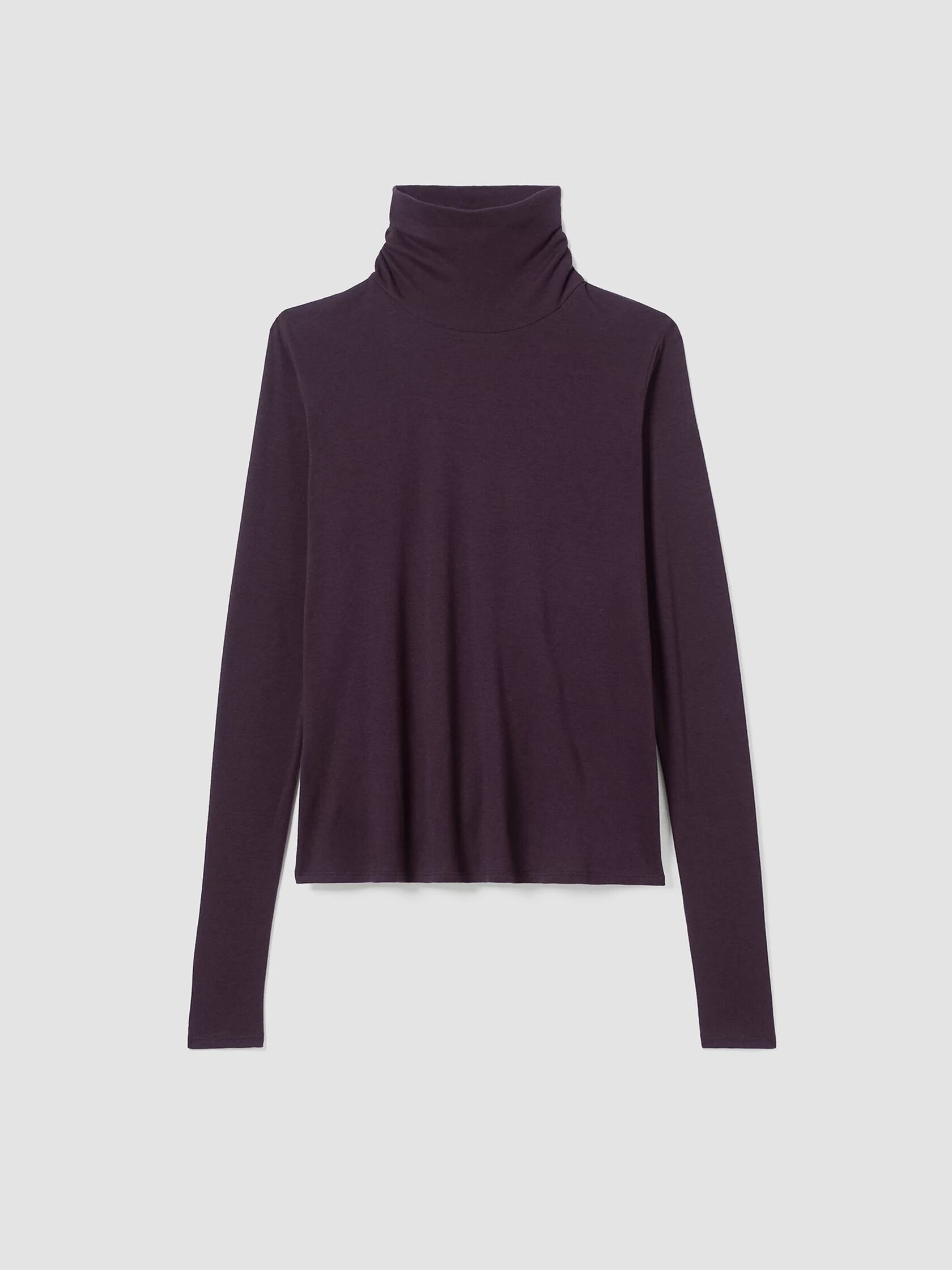 Ribbed Pima Cotton Blend Turtleneck Top