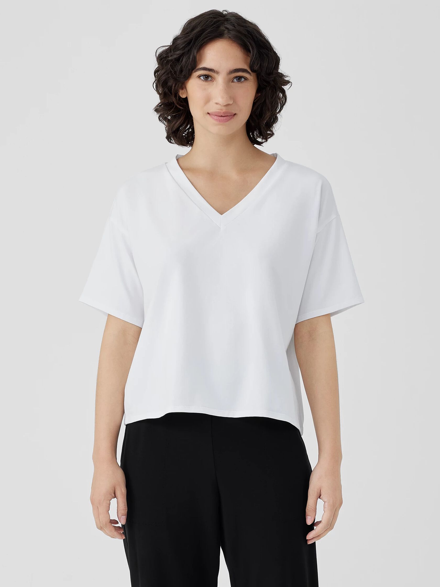 Pima Cotton Stretch Jersey V-Neck Tee