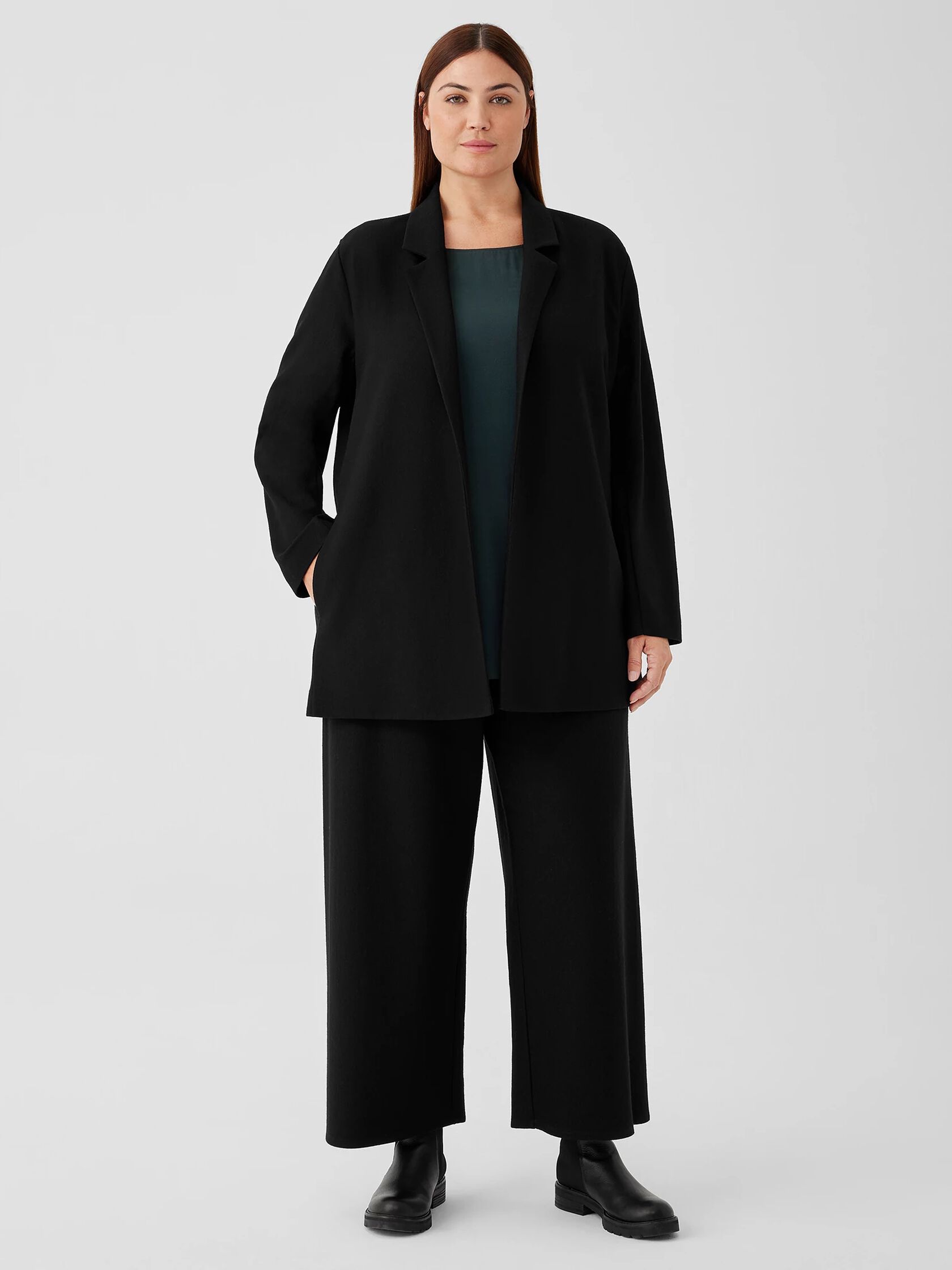 Boiled Wool Jersey Long Blazer