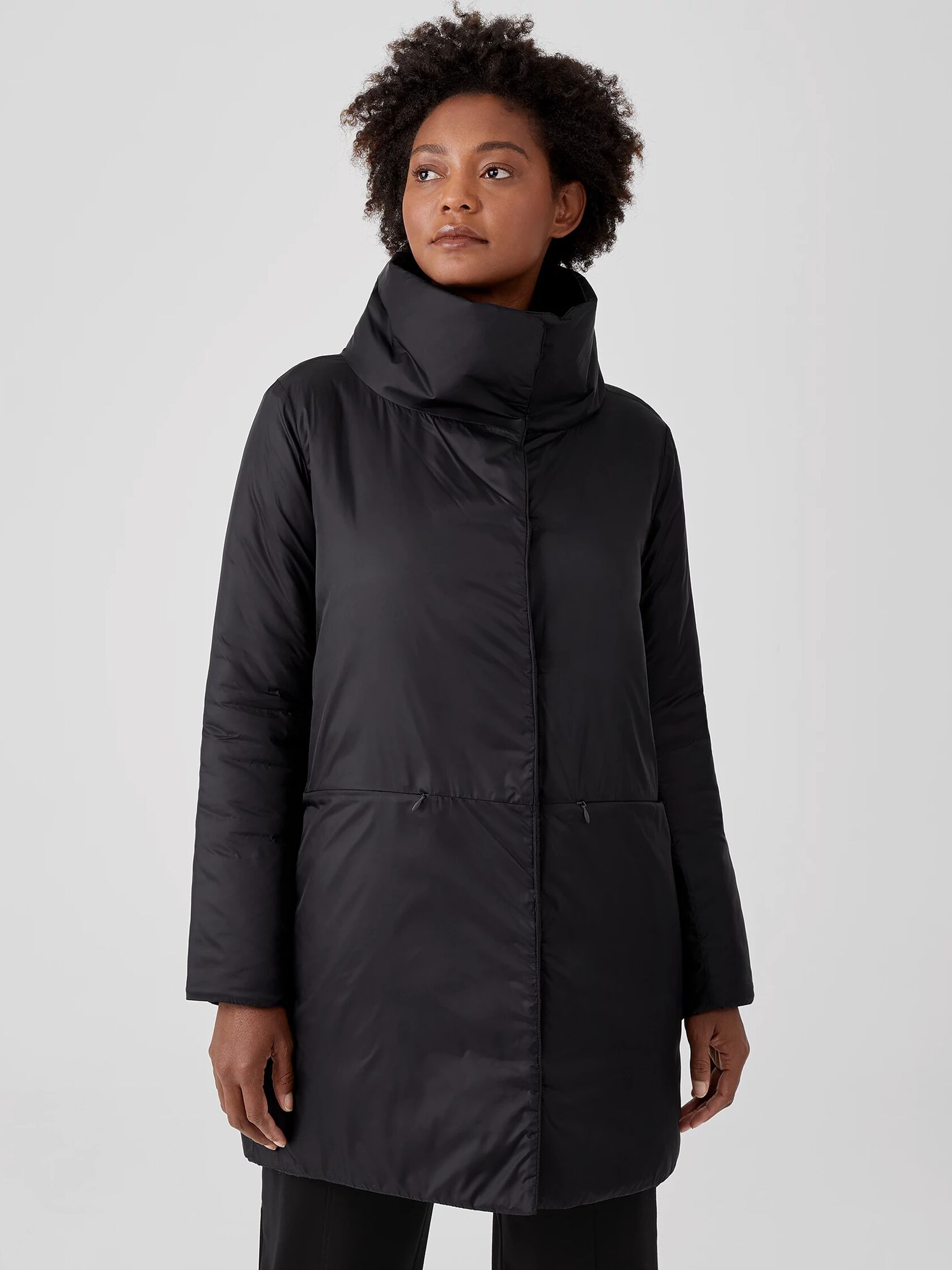 Eggshell Recycled Nylon Cocoon Coat