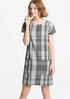 Organic Linen Cotton Plaid V-Back Dress
