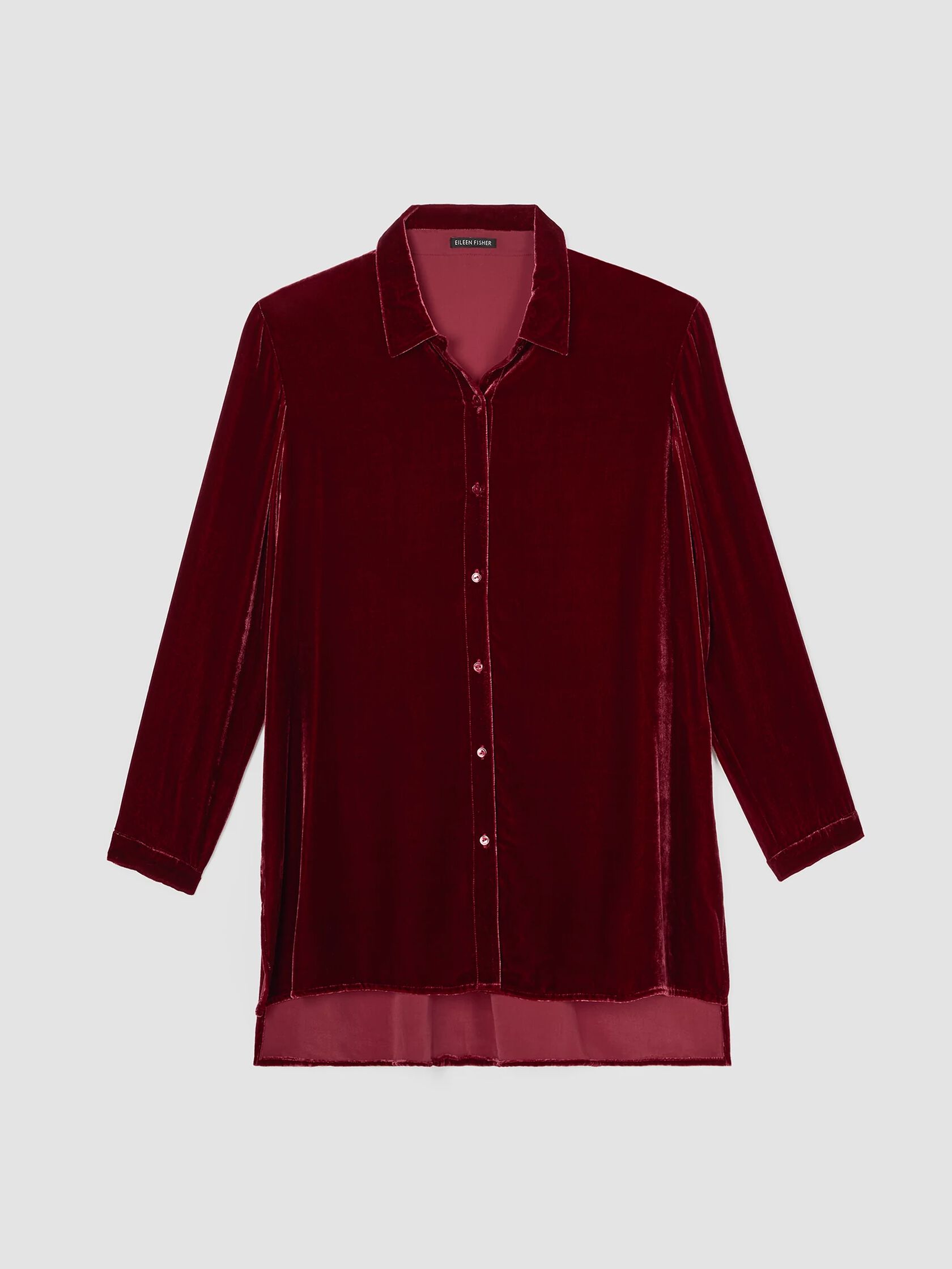 Velvet Classic Collar Long Shirt