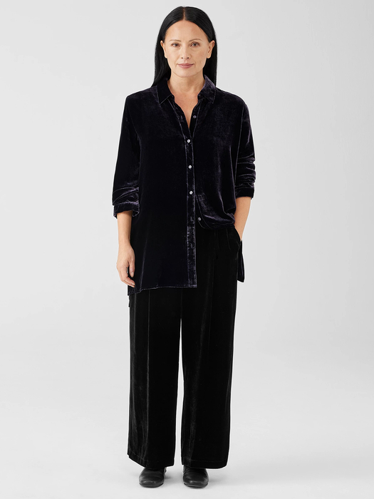 Velvet Classic Collar Long Shirt