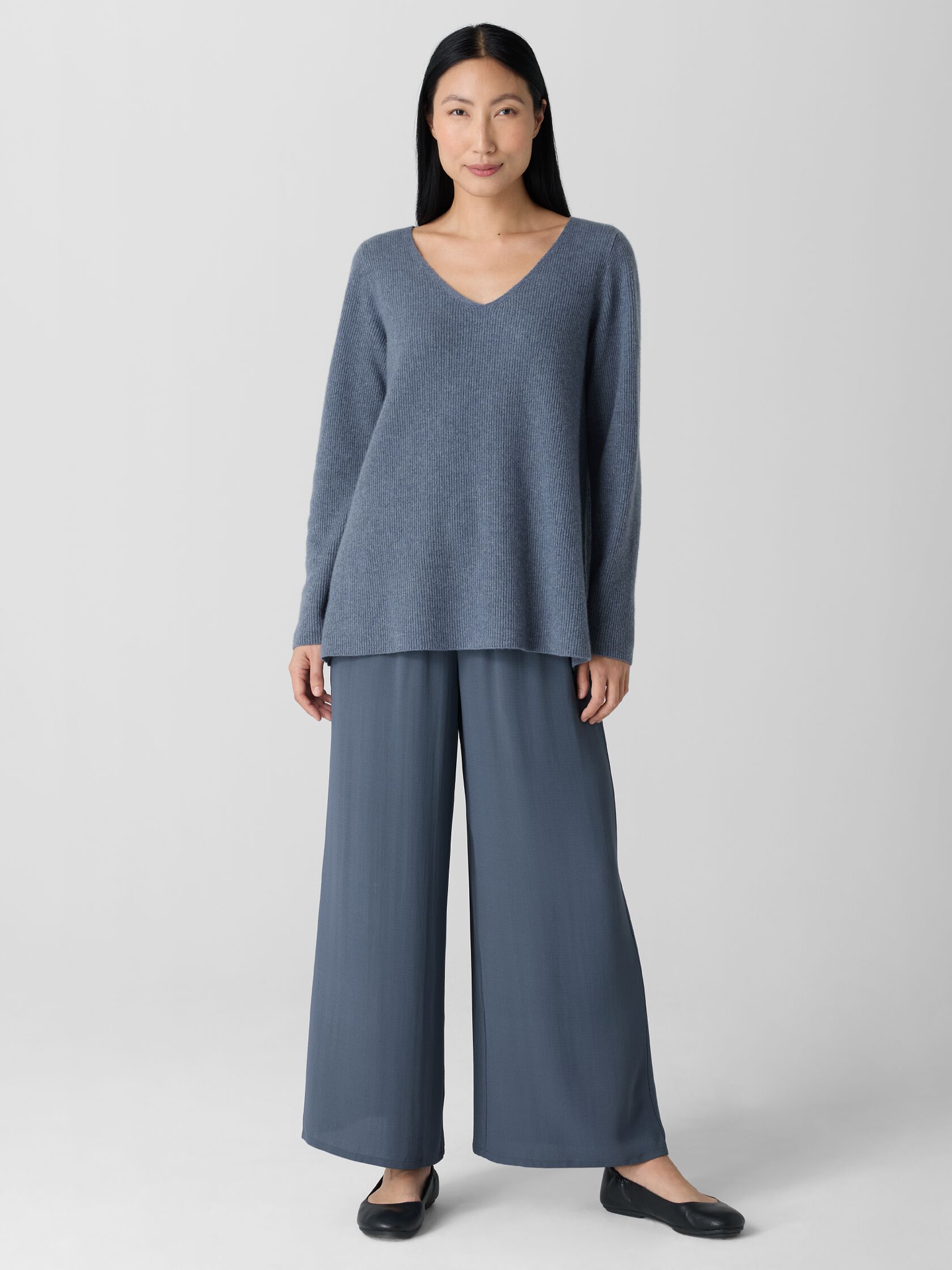 Silk Georgette Crepe Wide-Leg Pant
