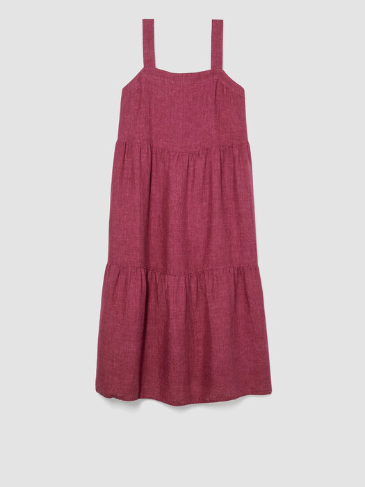 Washed Organic Linen Delave Tiered Dress