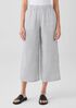 Crinkled Organic Linen Stripe Wide-Leg Pant