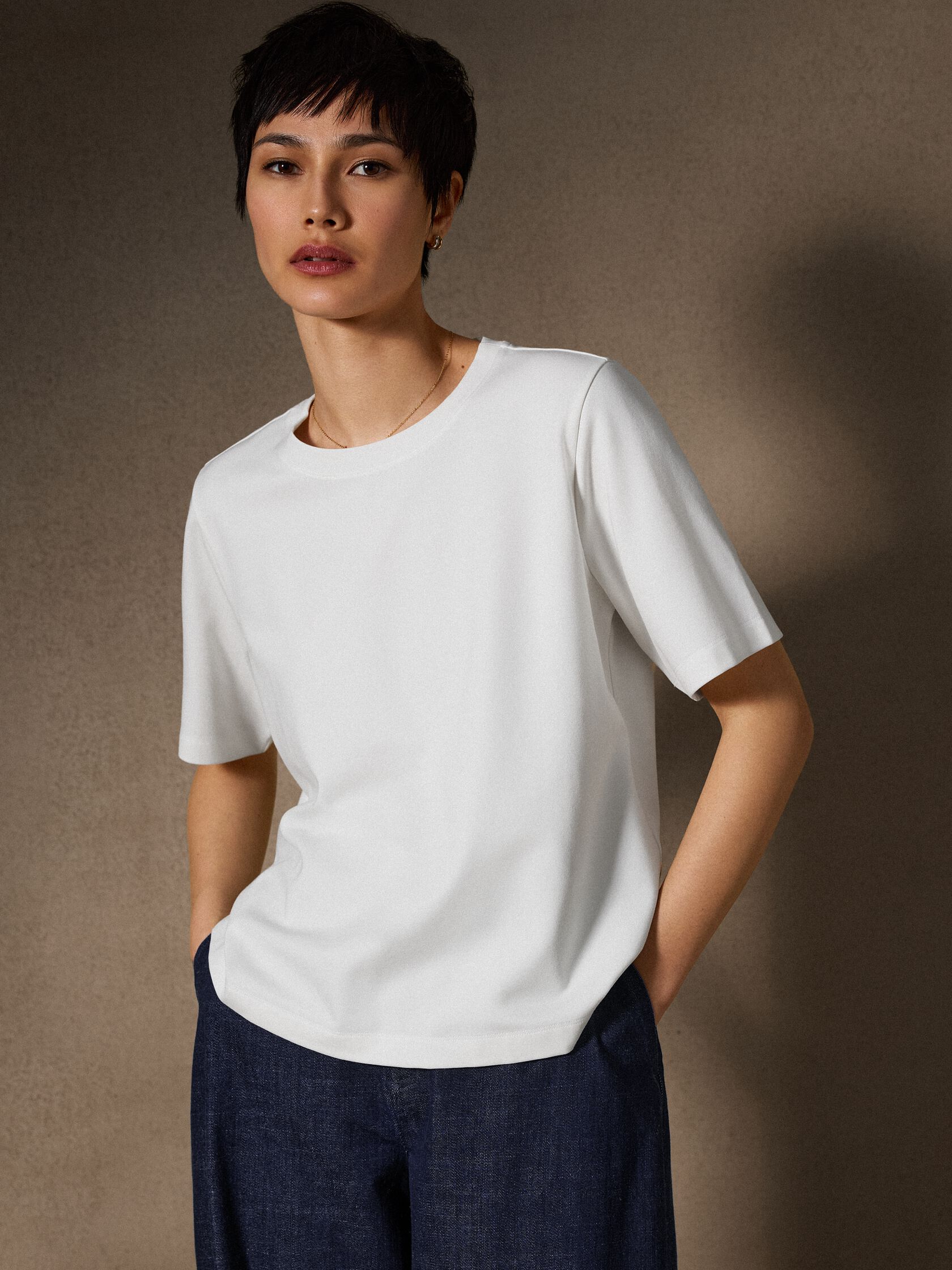 Extra-Fine Ponte Crew Neck Tee