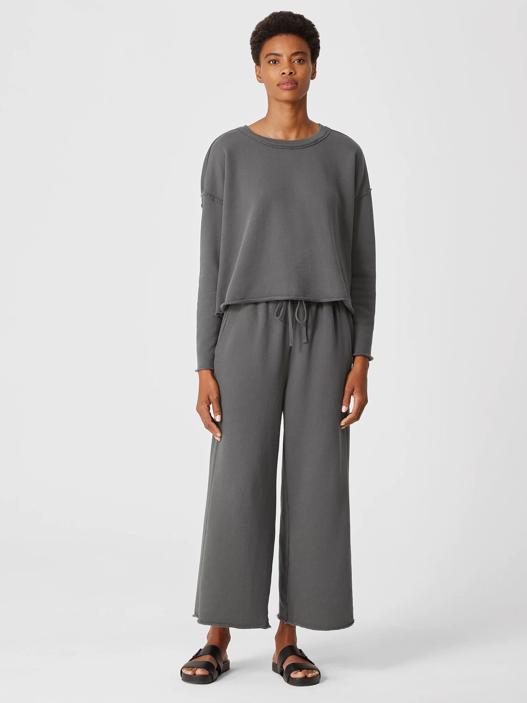 Organic Cotton French Terry Wide-Leg Pant