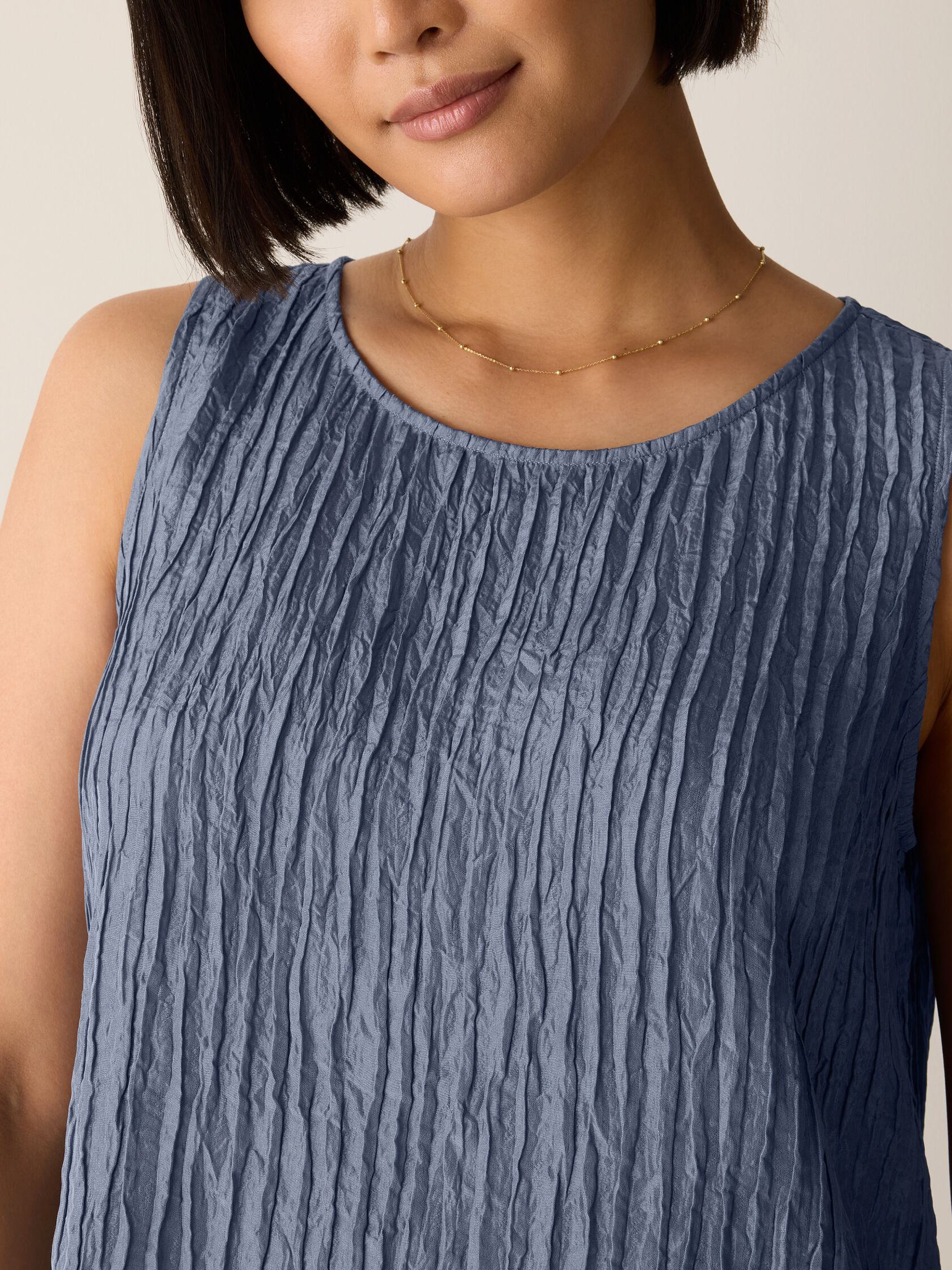 Textured Silk Jacquard Ballet Neck Tank