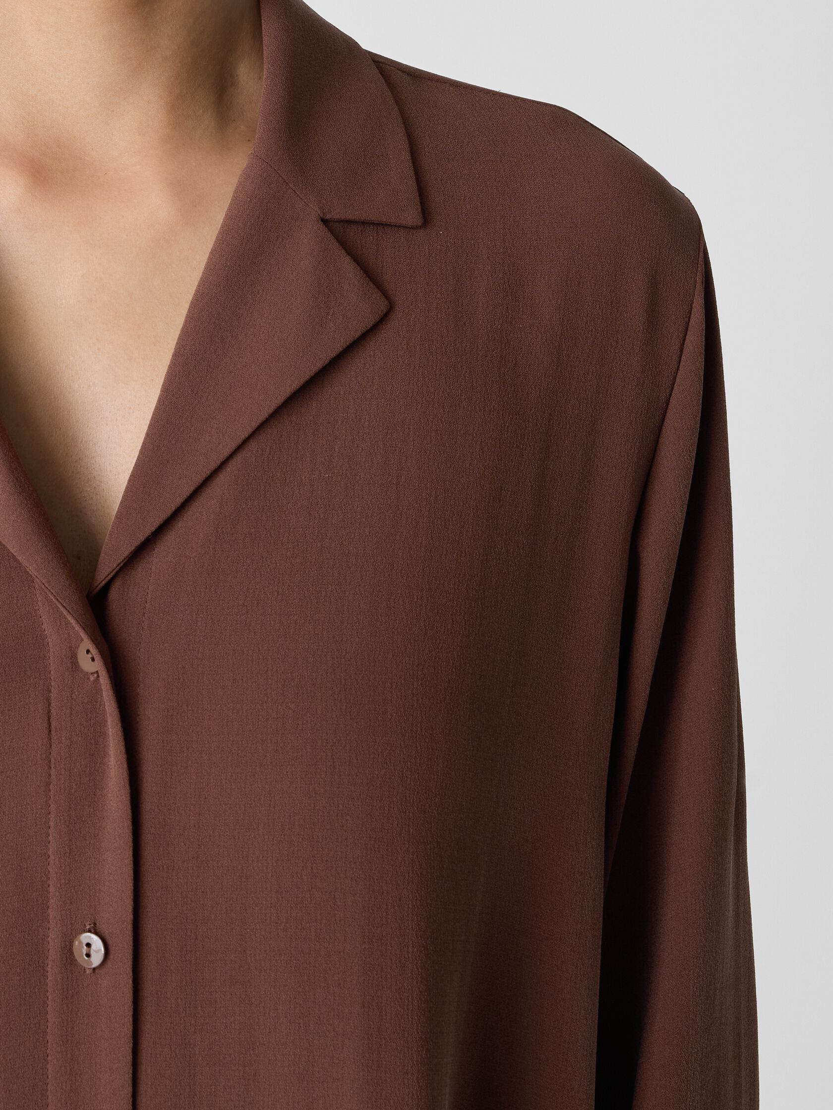 Silk Georgette Crepe Notch Collar Shirtdress