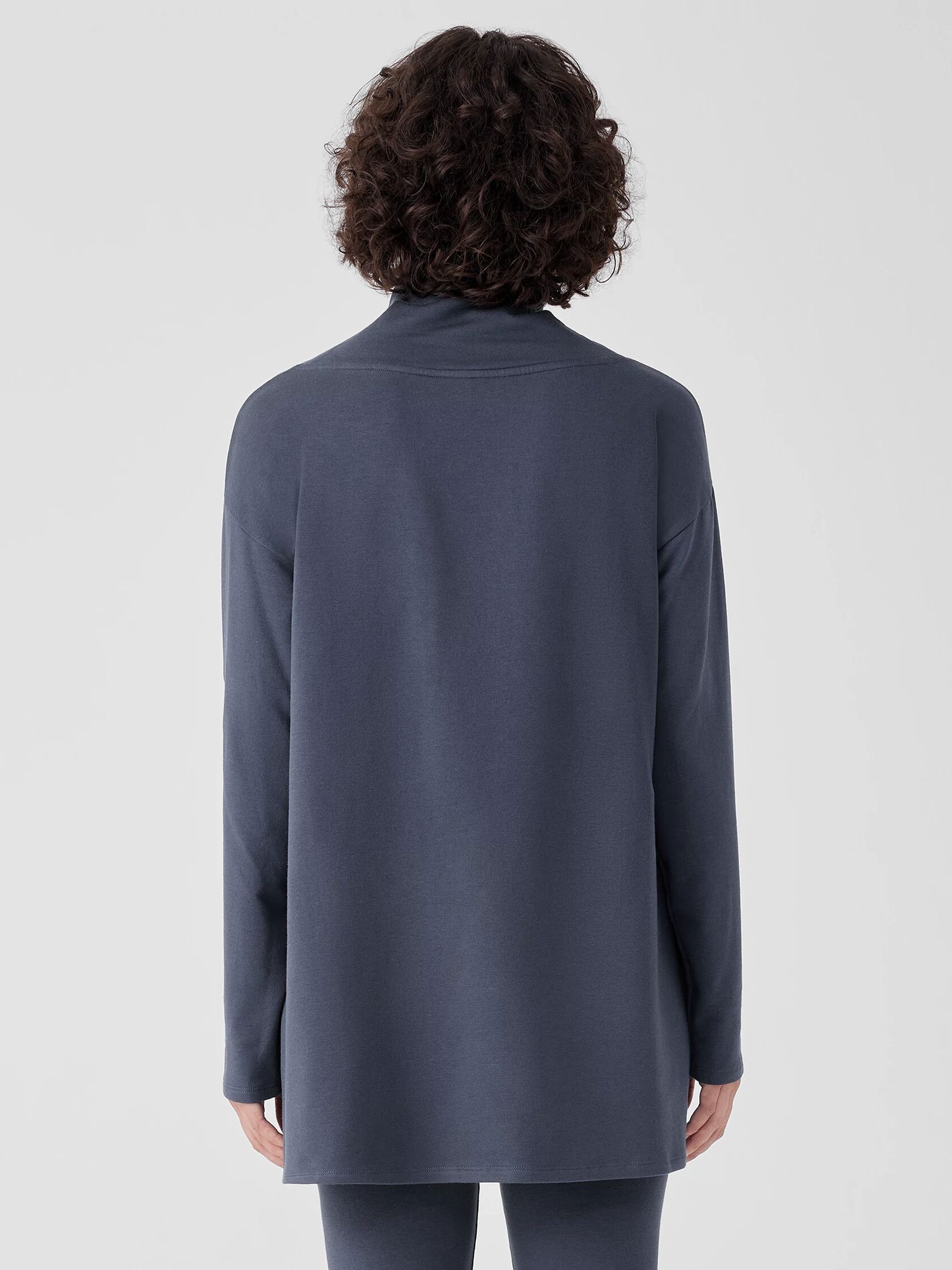 Cozy Brushed Terry Hug Funnel Neck Long Top