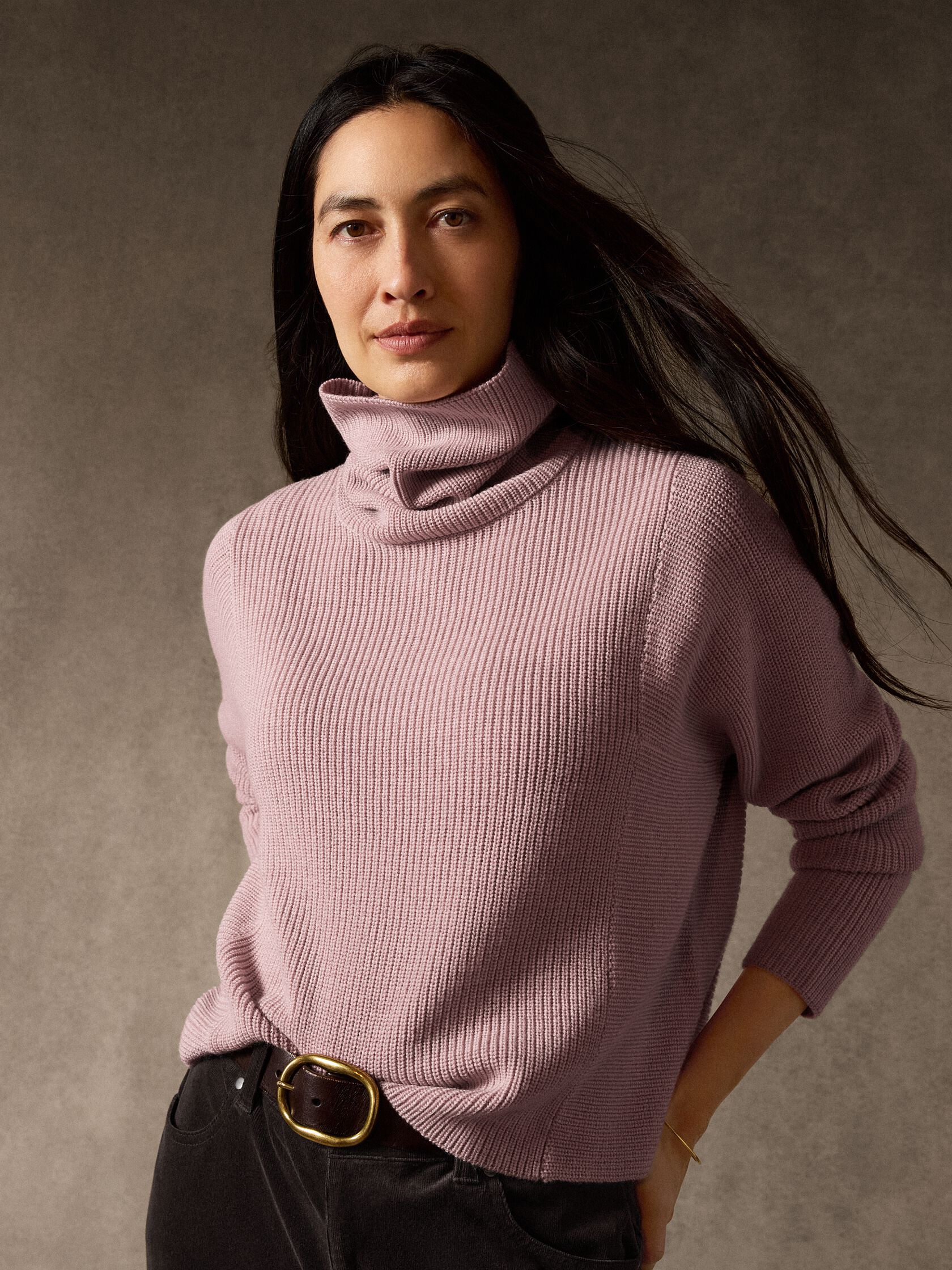Italian Merino Turtleneck Top in Regenerative Wool