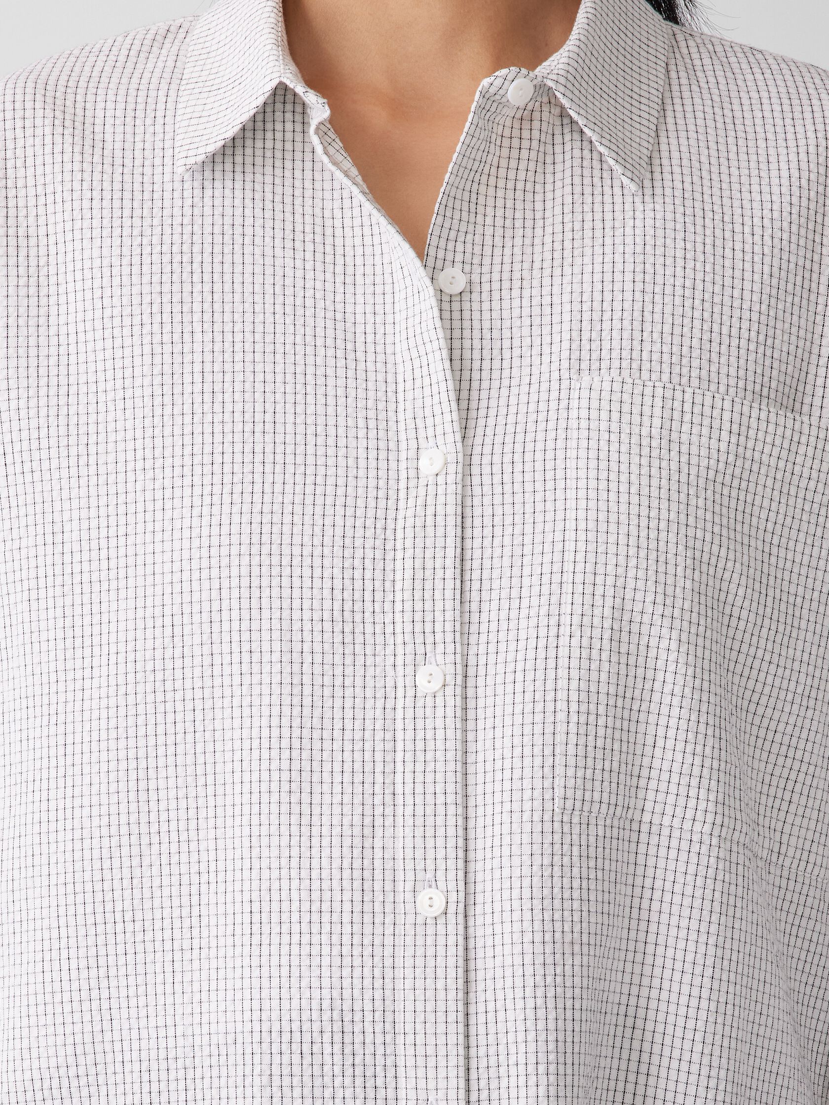 Organic Cotton Ripple Checkered Classic Collar Shirt