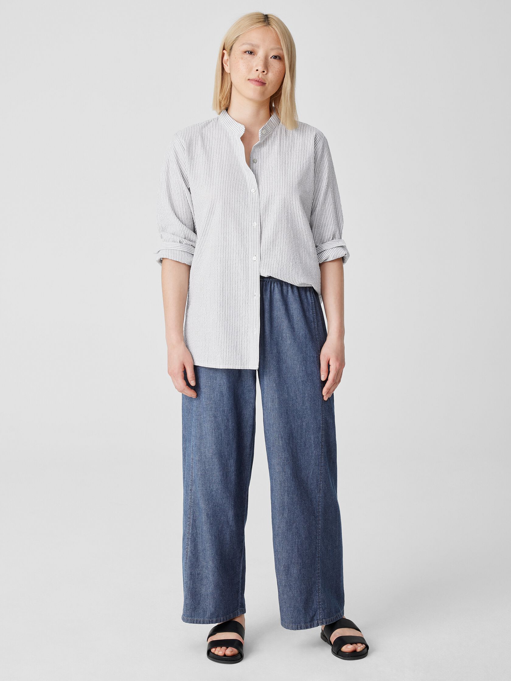 Airy Organic Cotton Twill Wide Trouser Pant