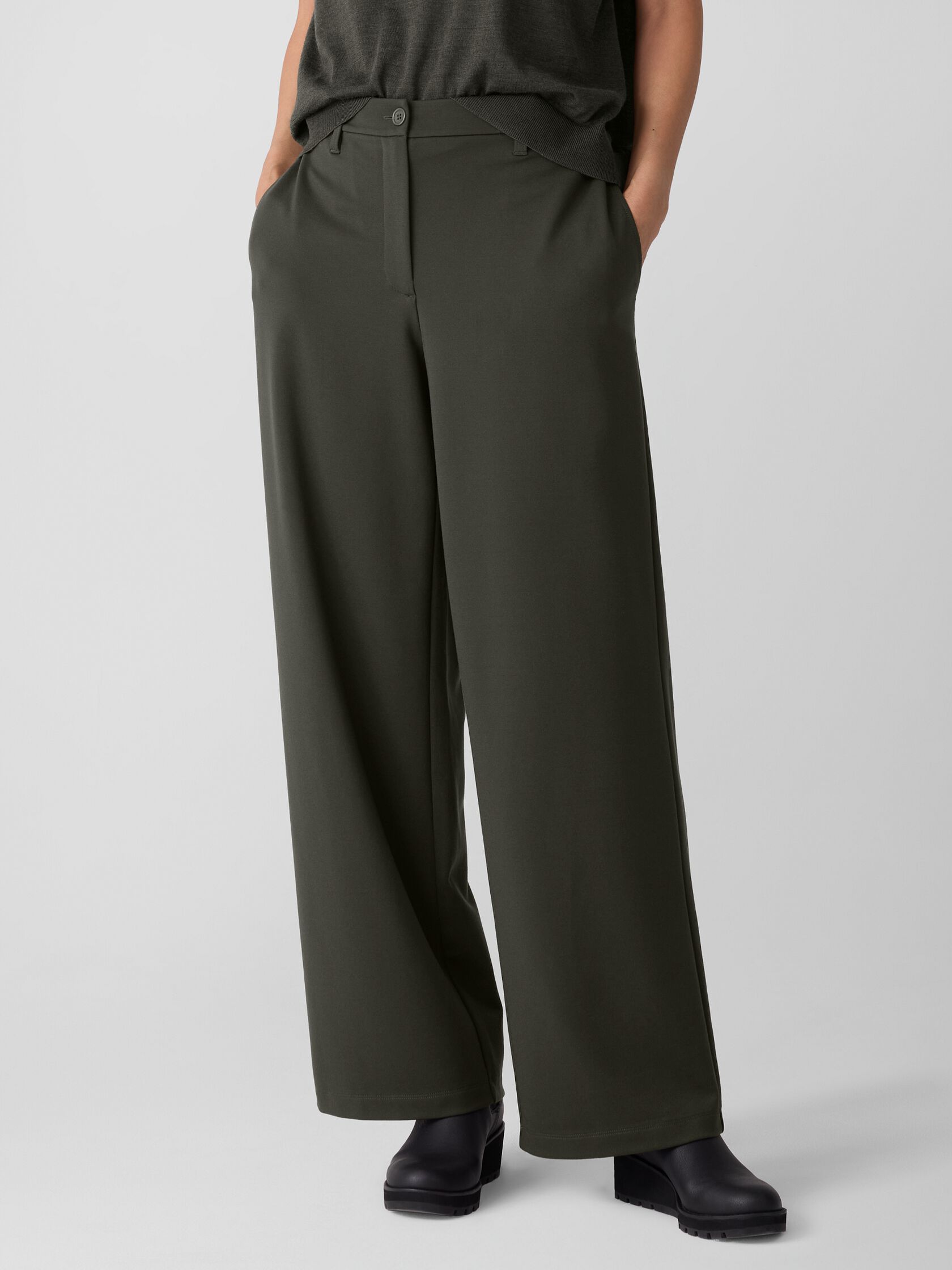 Washable Flex Ponte&nbsp;Wide Trouser Pant