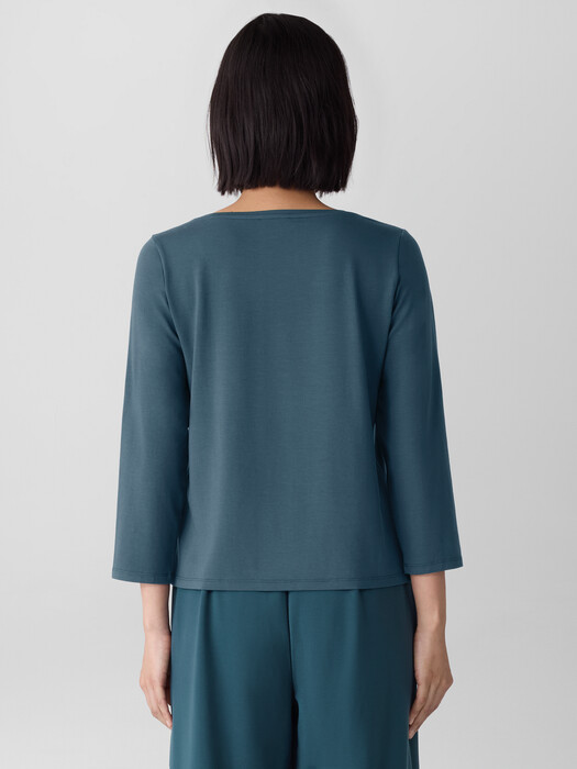 Stretch Jersey Knit Scoop Neck Top