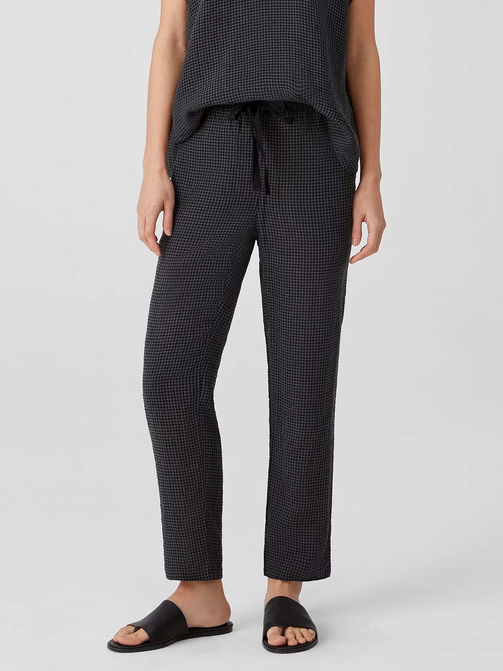 Puckered Organic Linen Tapered Pant