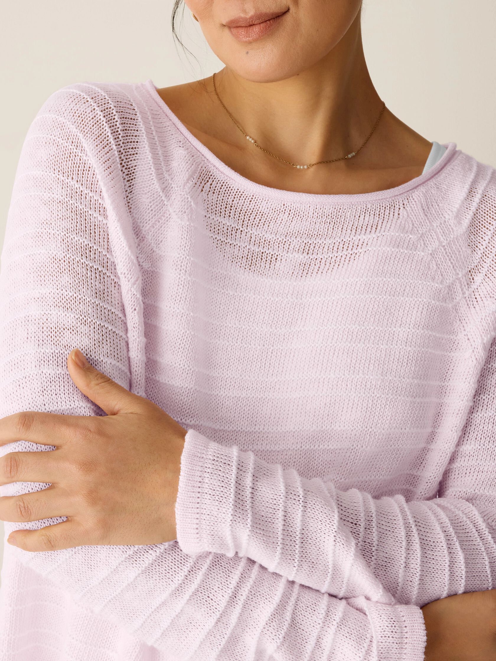 Organic Linen Cotton Slub Bateau Neck Top