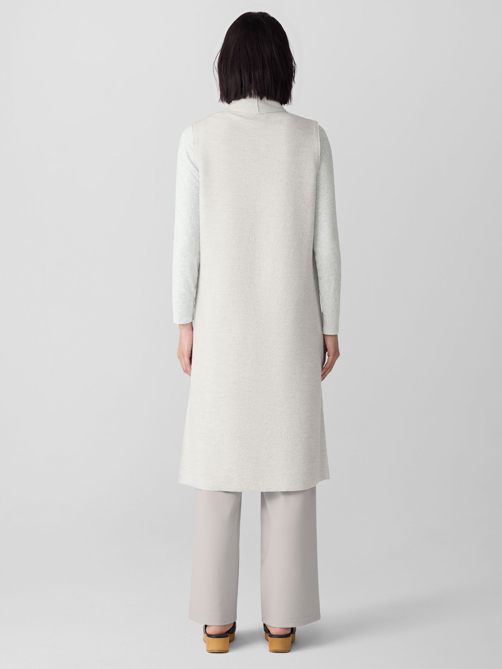 Lightweight Boiled Wool Shawl Collar Vest in Regenerative Wool