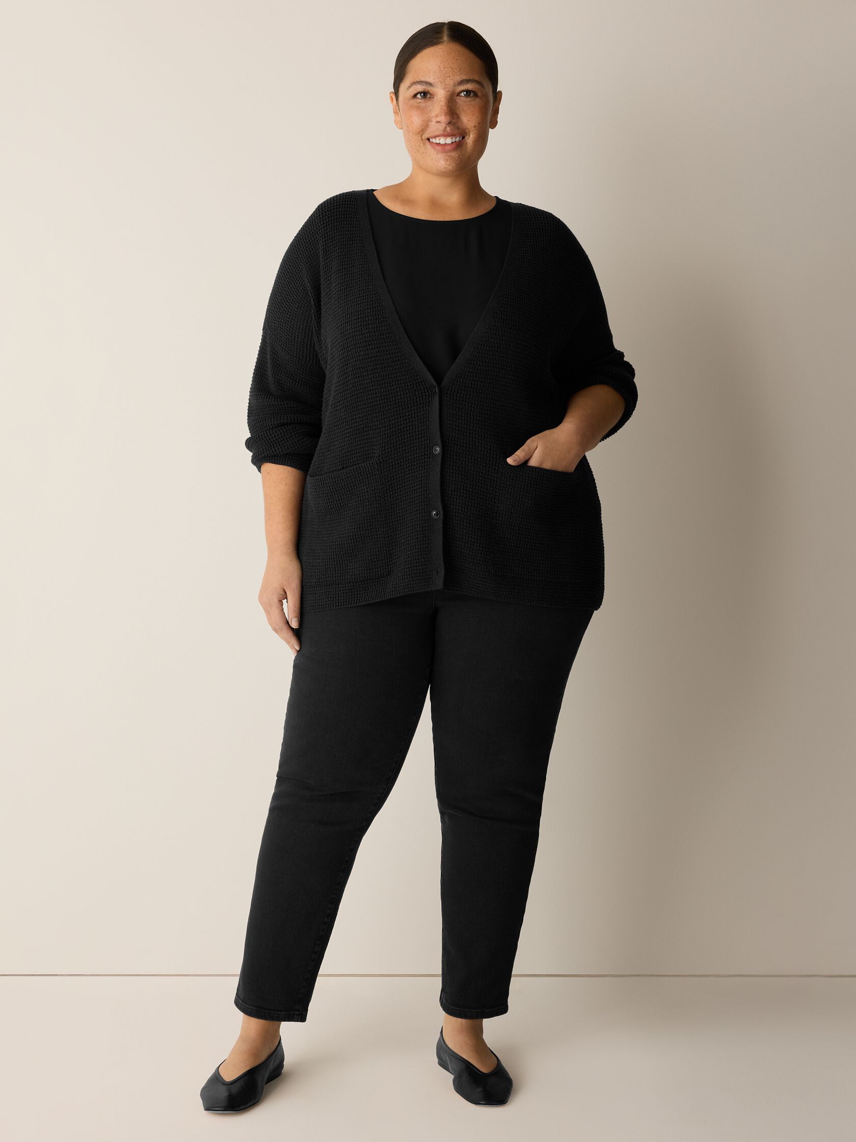 Peruvian Cotton Blend V-Neck Cardigan