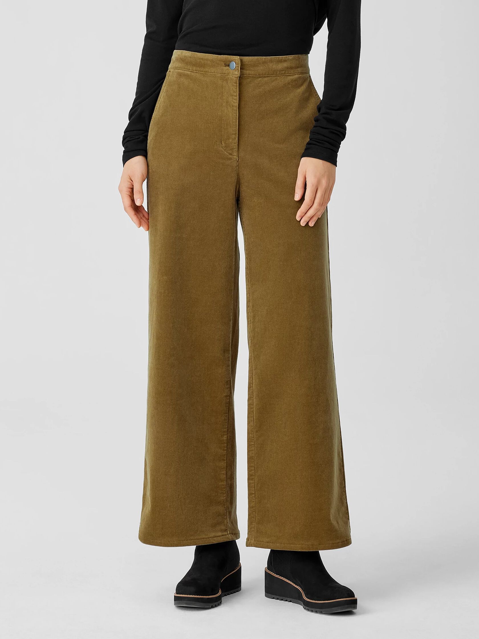 Organic Cotton Stretch Corduroy Wide-Leg Pant