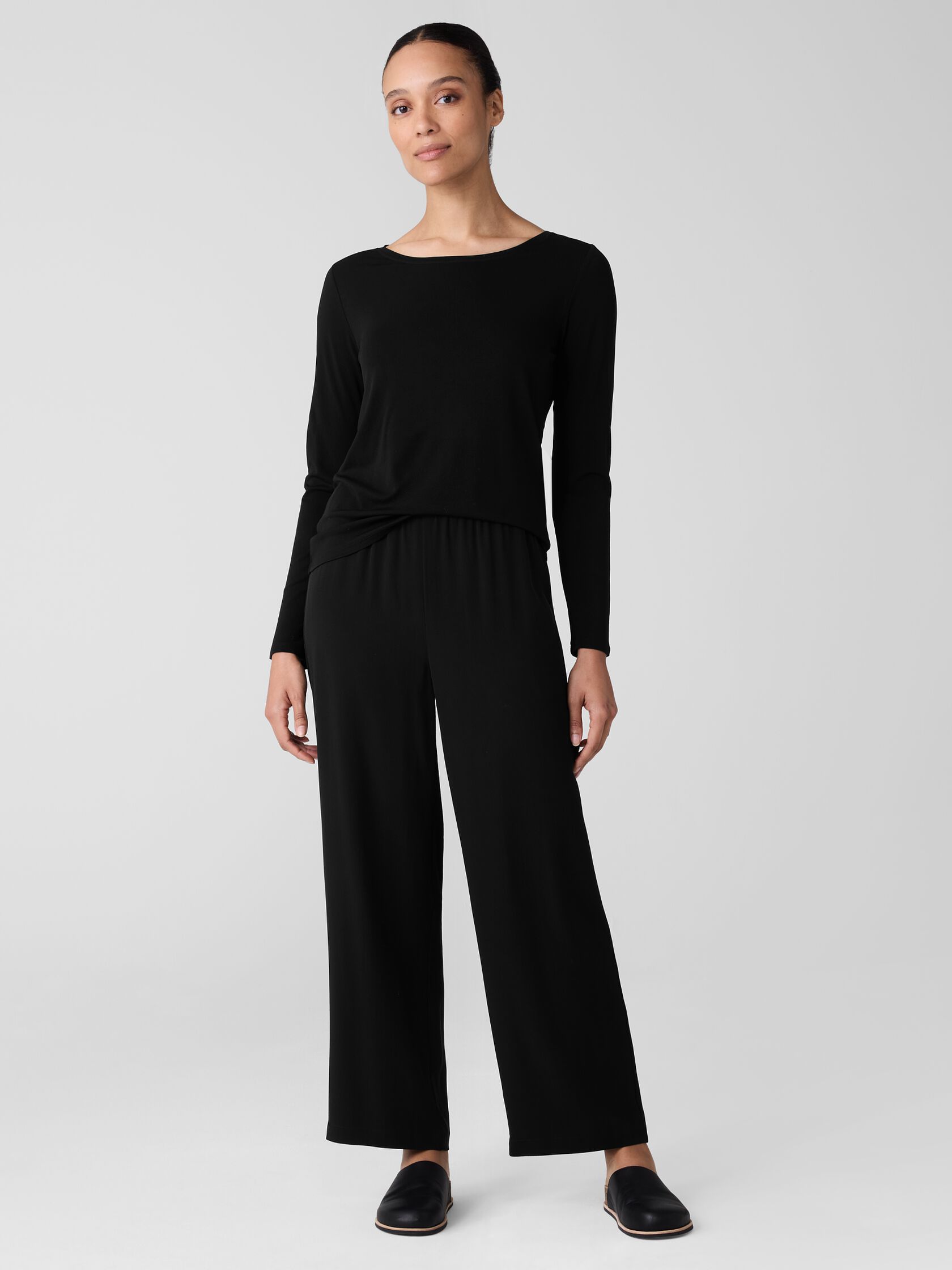 Stretch Silk Jersey Scoop Neck Top