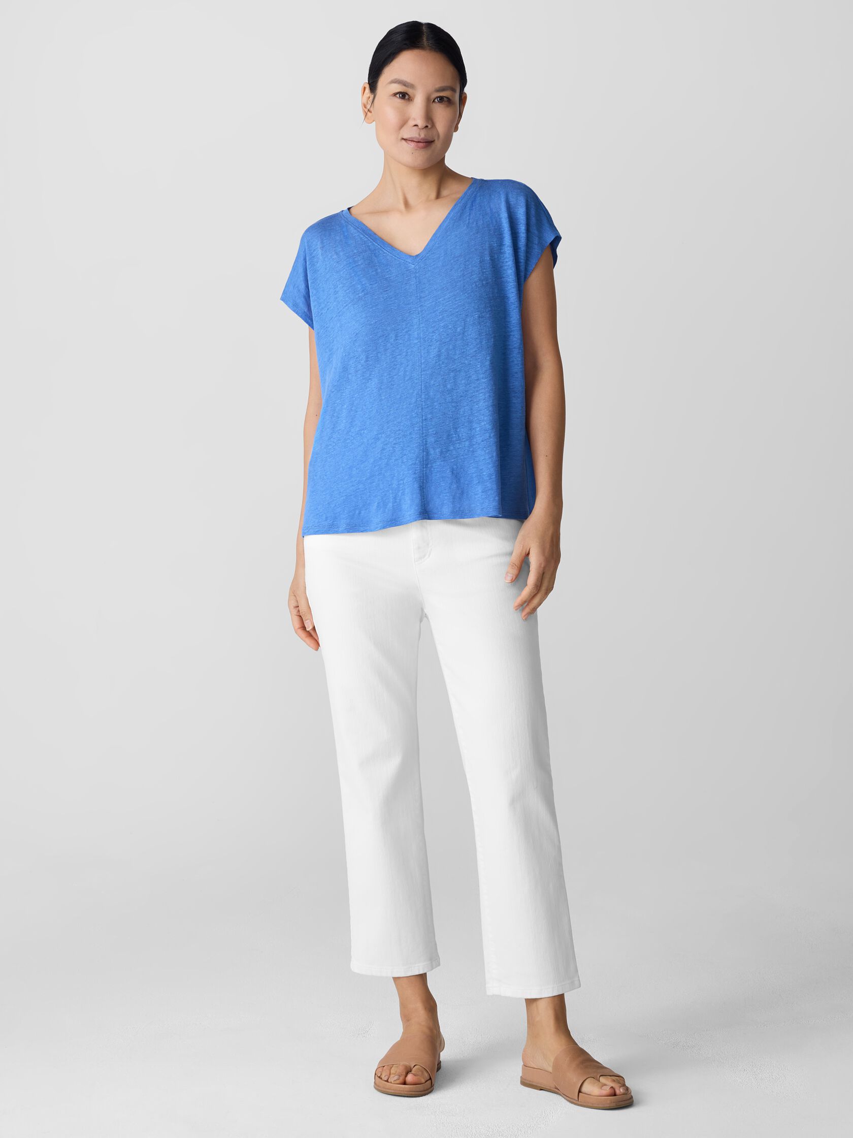 Organic Linen Jersey V-Neck Tee